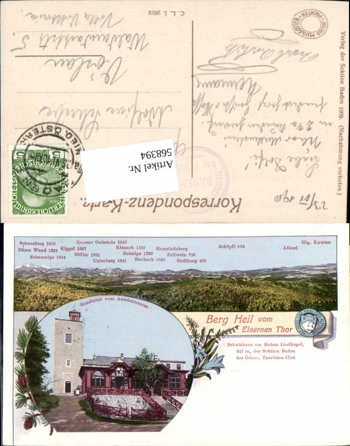 568394,Lithographie Baden bei Wien Schutzhaus Lindkogel Eisernes Tor