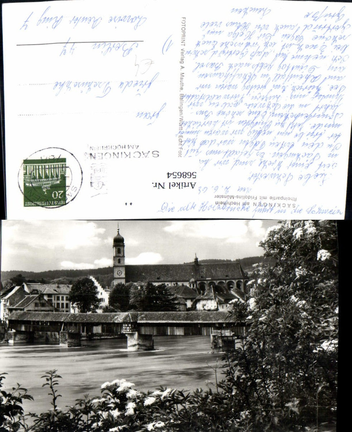 568654,Bad Säckingen a. Hochrhein Rheinpartie m. Fridolins-Münster Brücke
