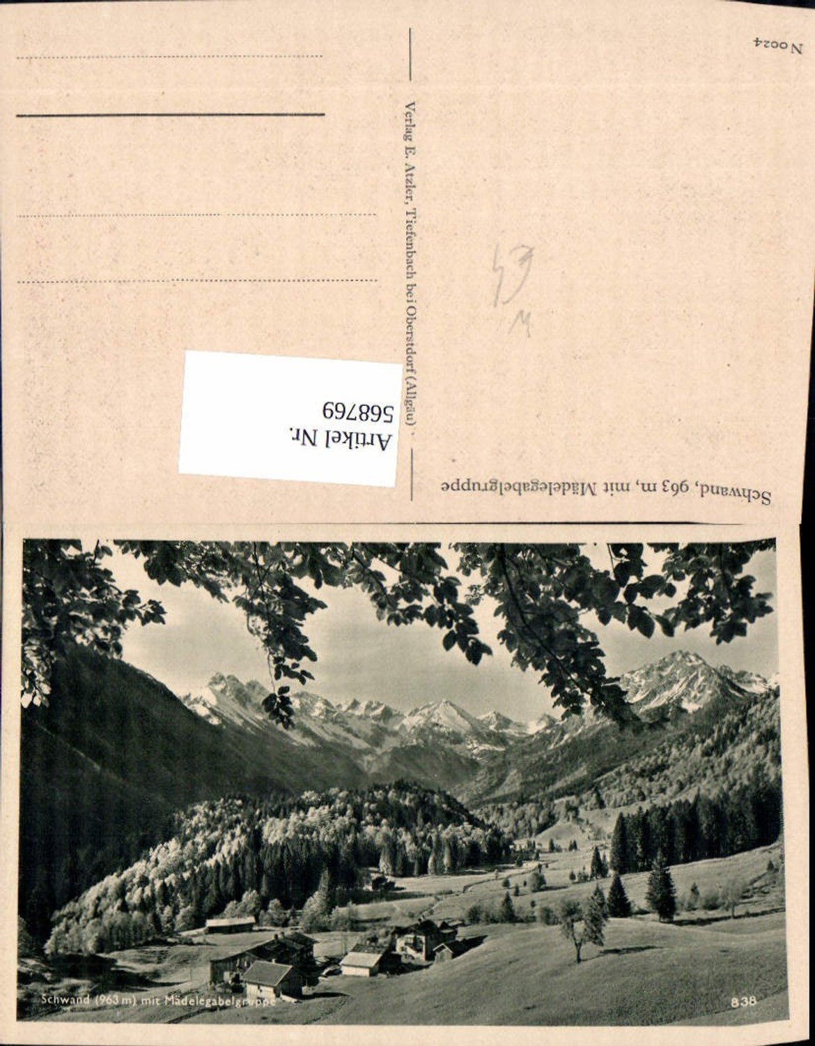 568769,Oberstdorf Alpengasthof Schwand m. Mädelgabelgruppe
