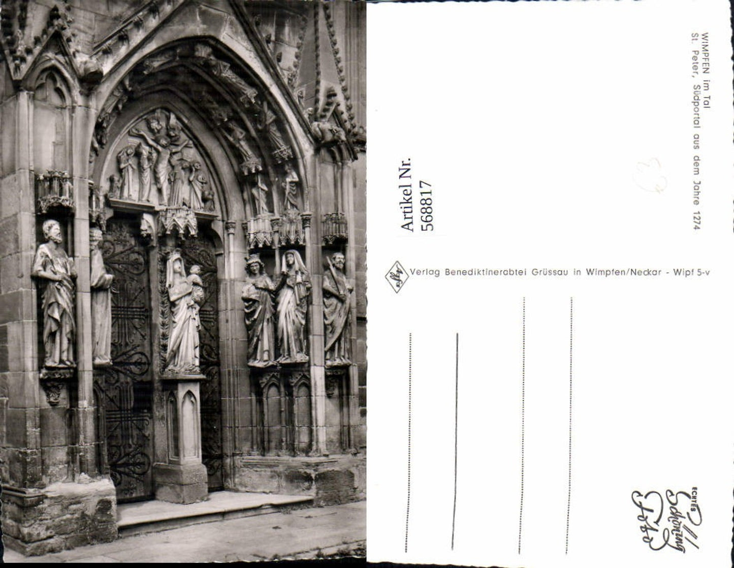568817,Foto Ak Bad Wimpfen Wimpfen i. Tal St Peter Kirche Südportal