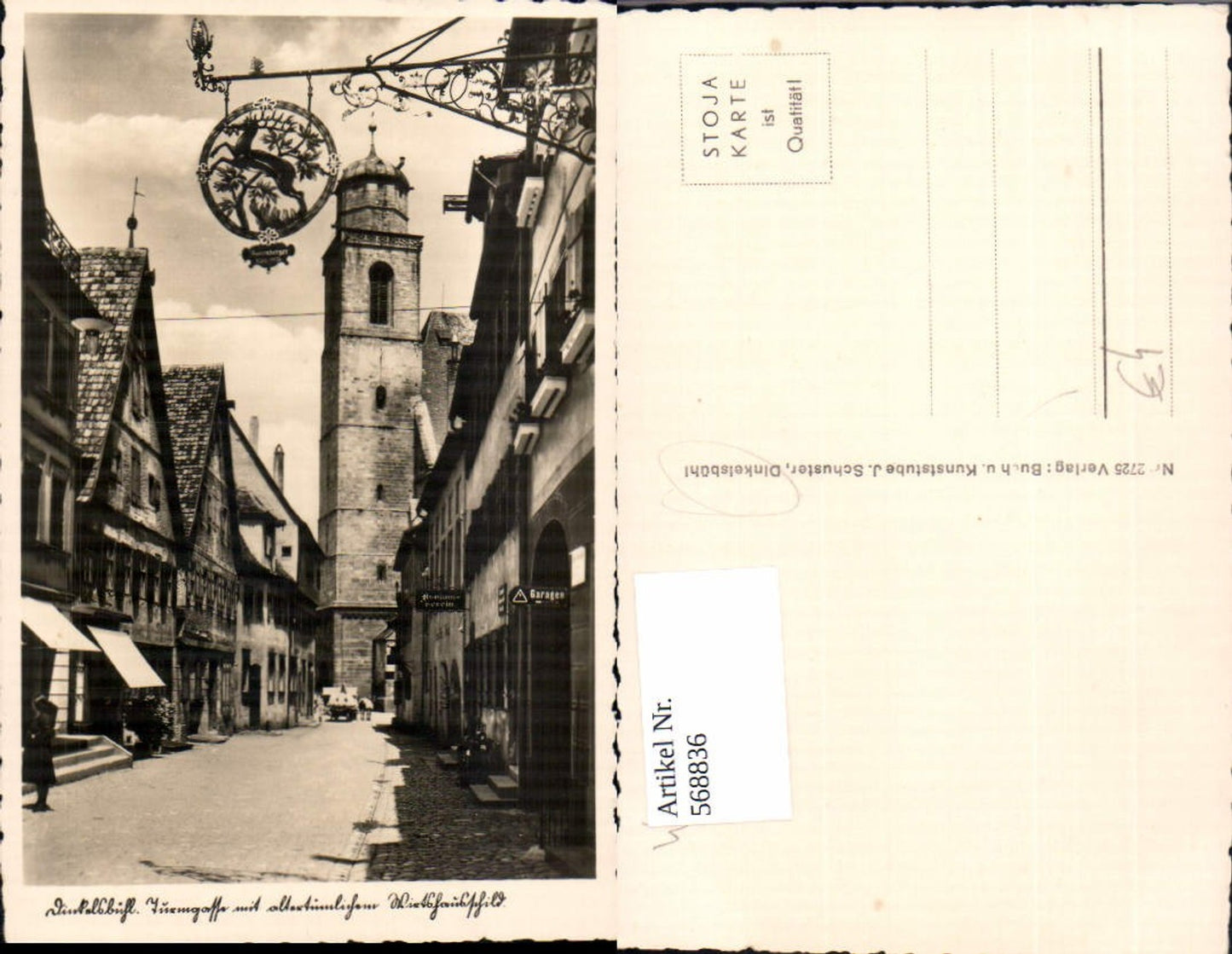 568836,Foto Ak Dinkelsbühl Turmgasse Wirtshausschild