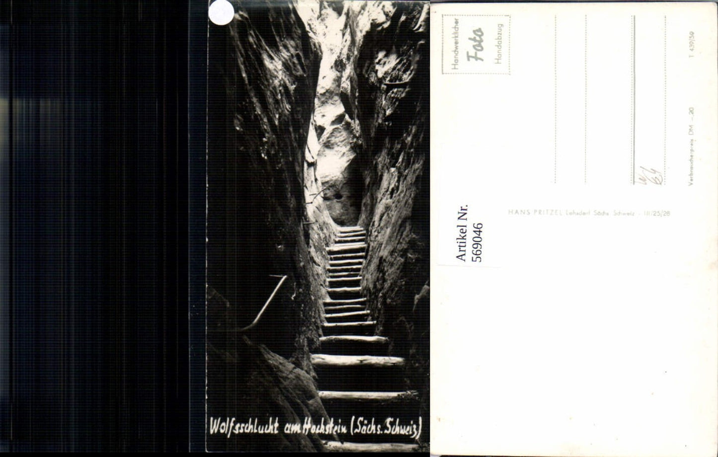 569046,Foto Ak Wolfsschlucht am Hockstein Sächsische Schweiz b. Sebnitz