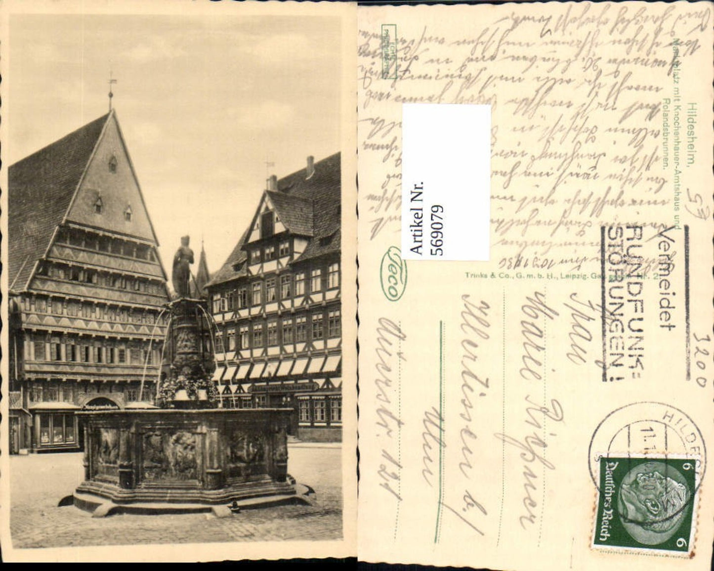 569079,Foto Ak Hildesheim Marktplatz Knochenhauer-Amtshaus u. Rolandsbrunnen