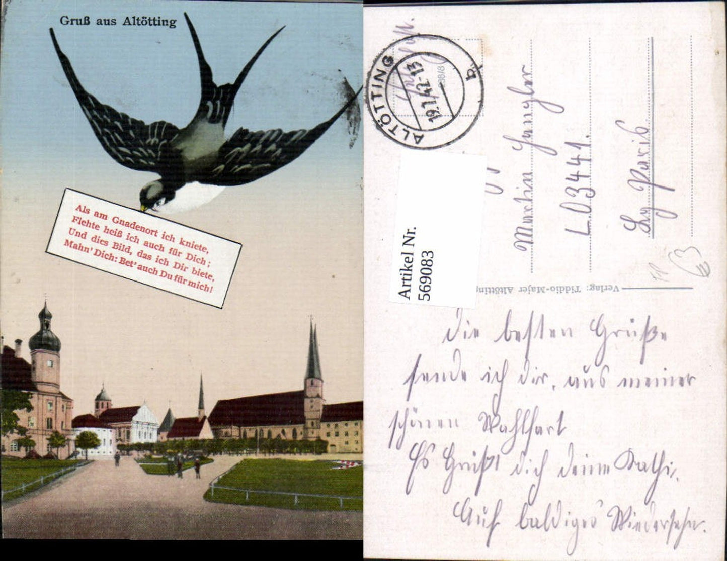 569083,Fotomontage Altötting Schwalbe Gnadenort Kirche Feldpost L03441
