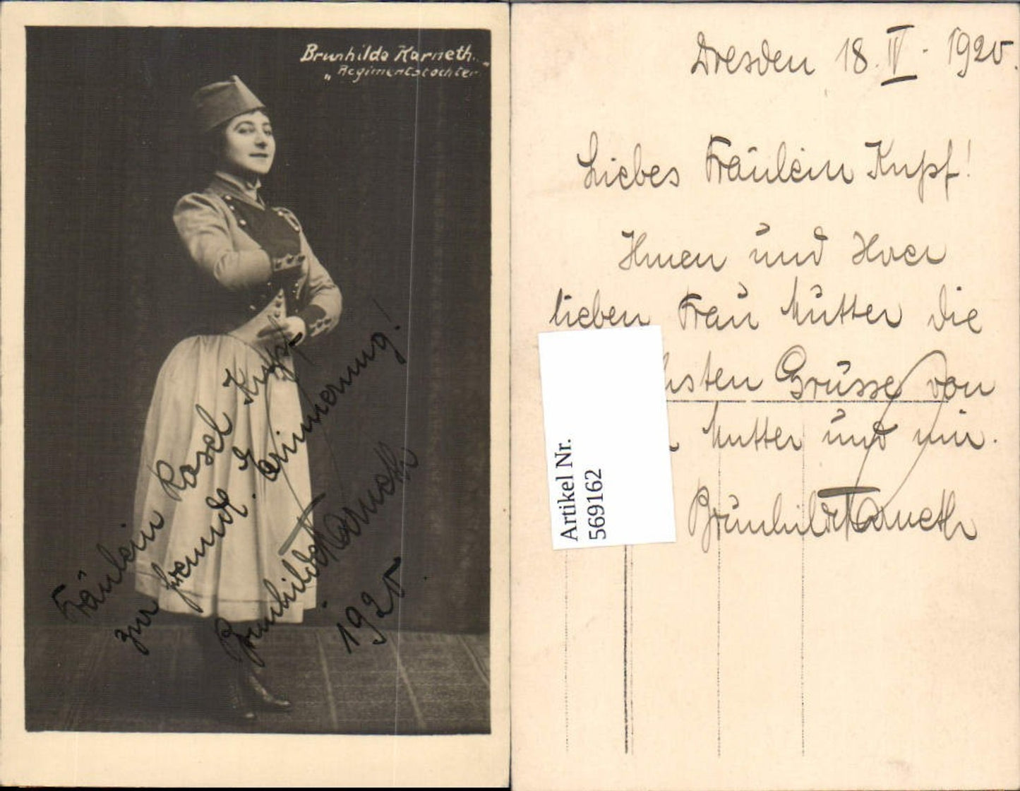 569162,Foto Ak Schauspielerin Brunhilde Karneth Regimentstochter Uniform