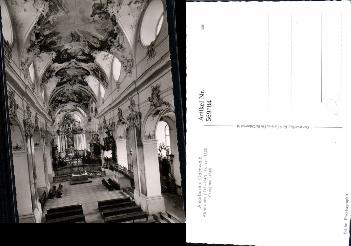 569184,Foto Ak Abteikirche Amorbach i. Odenwald Kloster Amorbach Innenansicht Altar