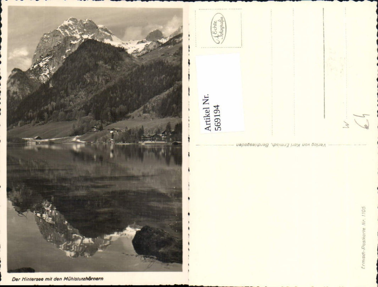 569194,Foto Ak Hintersee m. d. Mühlsturzhörnern Ramsau bei Berchtesgaden