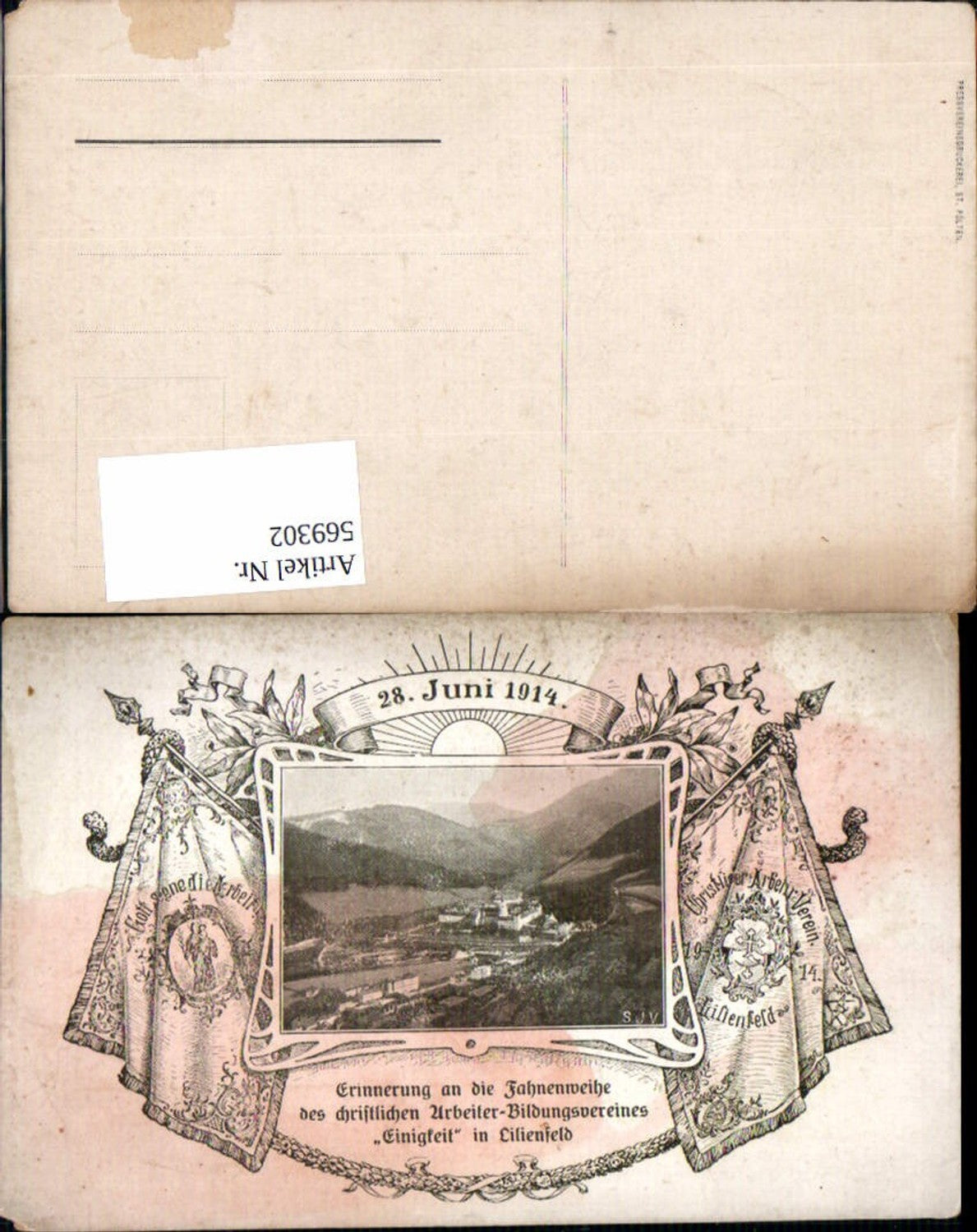 569302,tolle AK Lilienfeld Erinnerung an d. Fahnenweihe Arbeiter Bildungsvereines Einigkeit