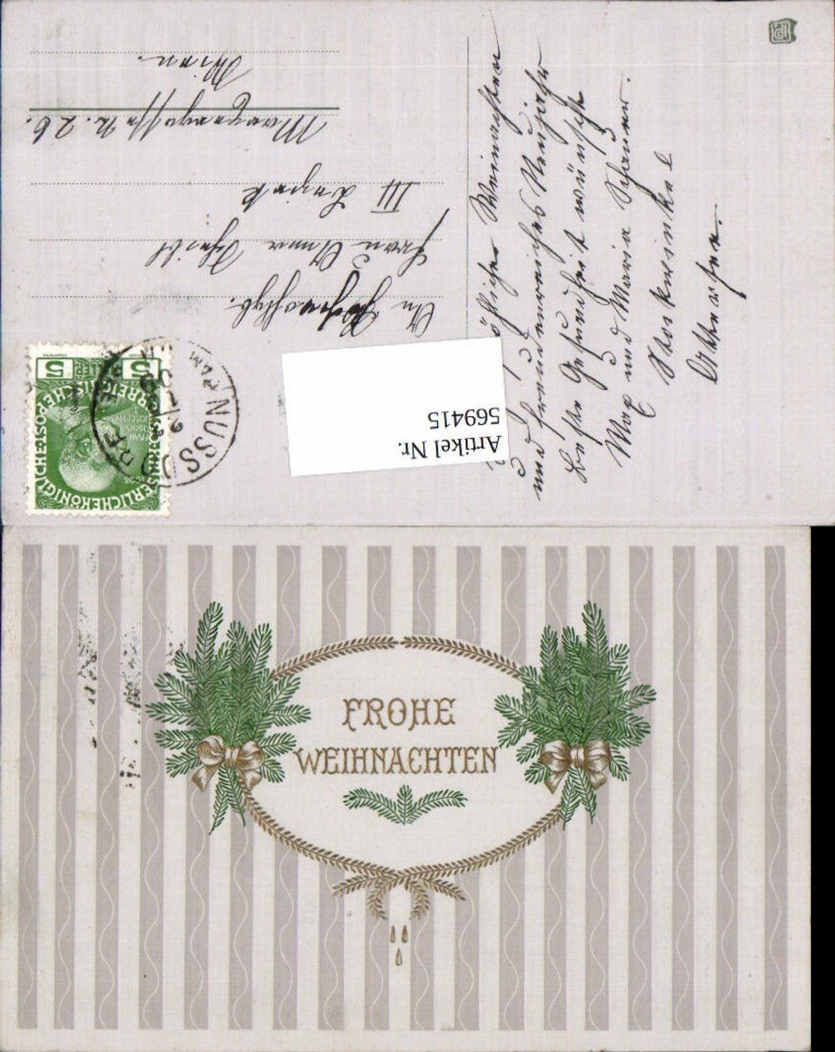 569415,tolle Präge Lithographie Weihnachten Jugendstil