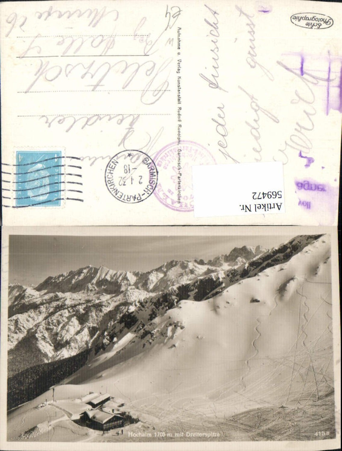 569472,Foto Ak Hochalm m. Dreitorspitze Grainau