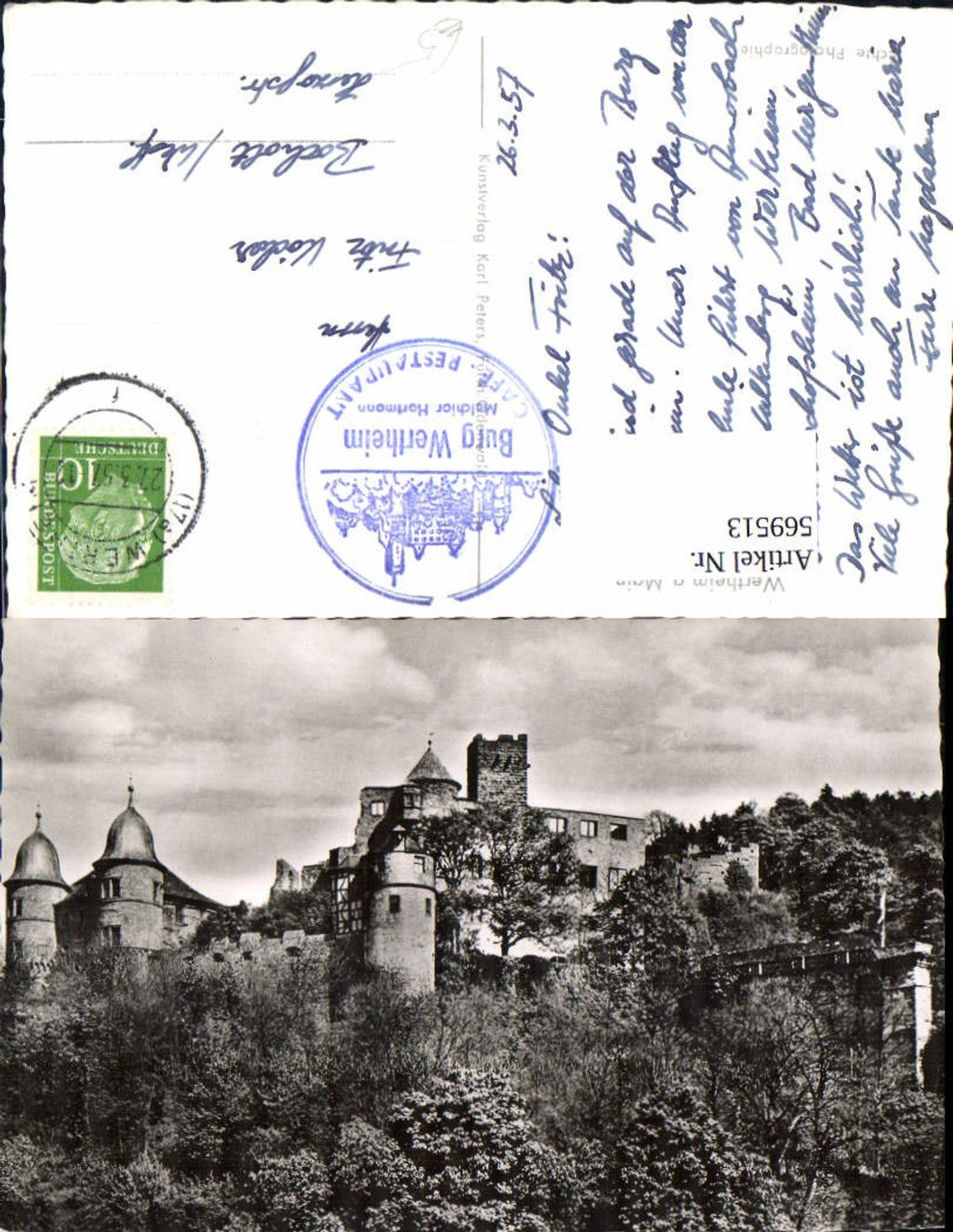 569513,Foto Ak Wertheim a. Main Ansicht m. Burg Schloßruine