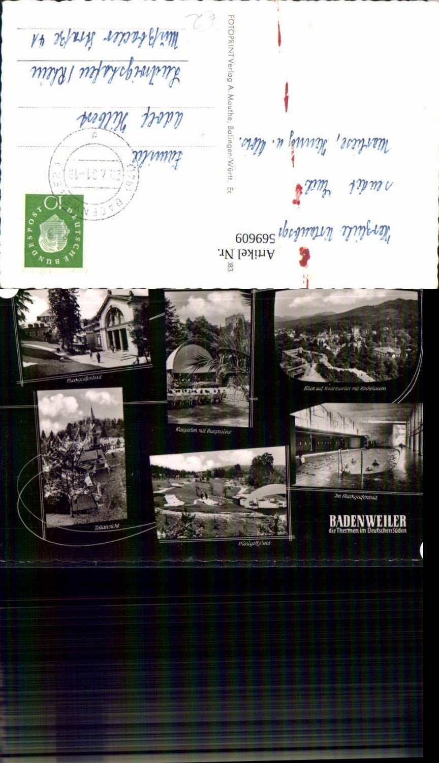 569609,Mehrbild Ak Badenweiler Therme Markgrafenbad Burgruine Minigolfplatz