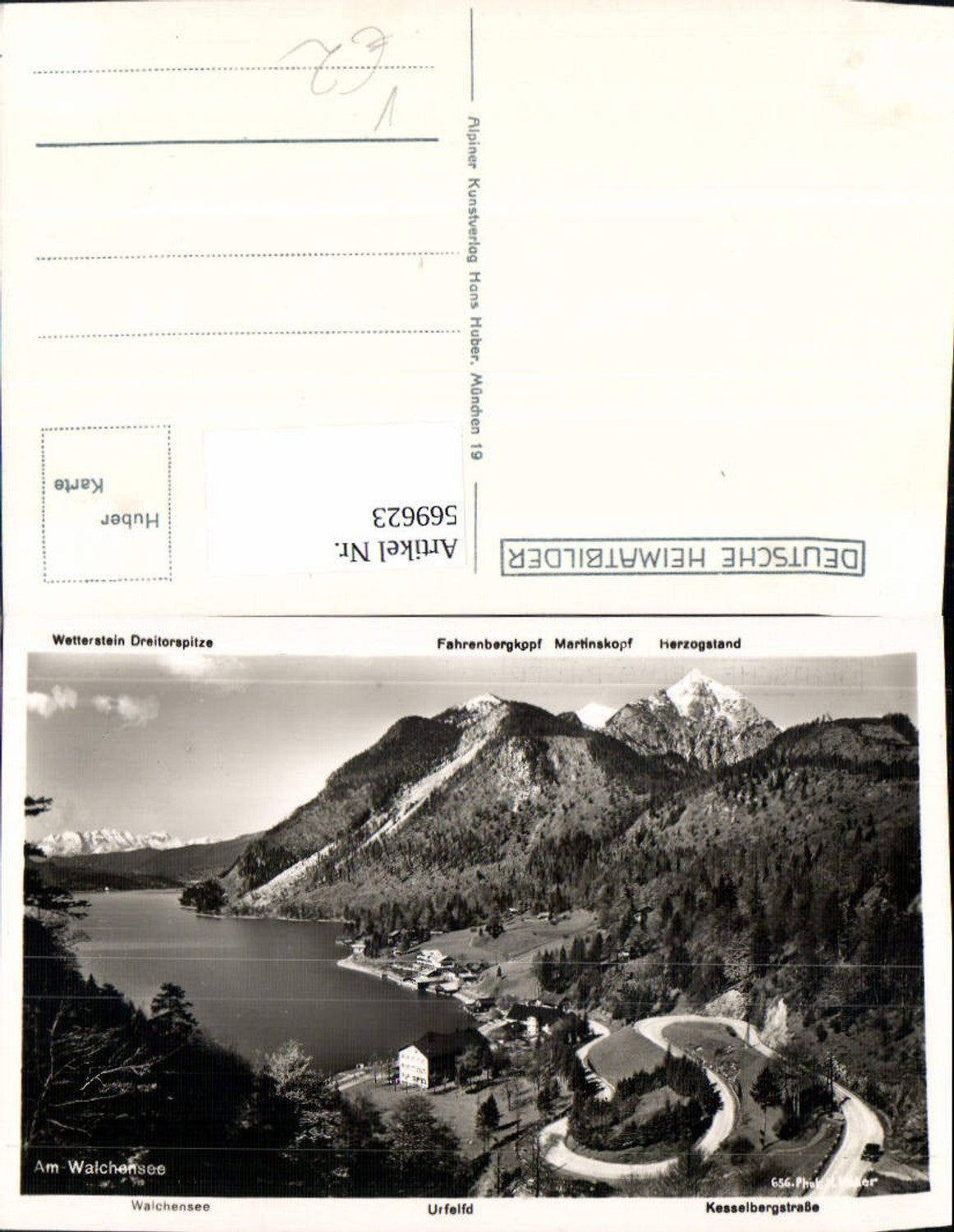 569623,Am Walchensee Kochel am See Kesselbergstraße Gipfelkarte pub N. Huber 656