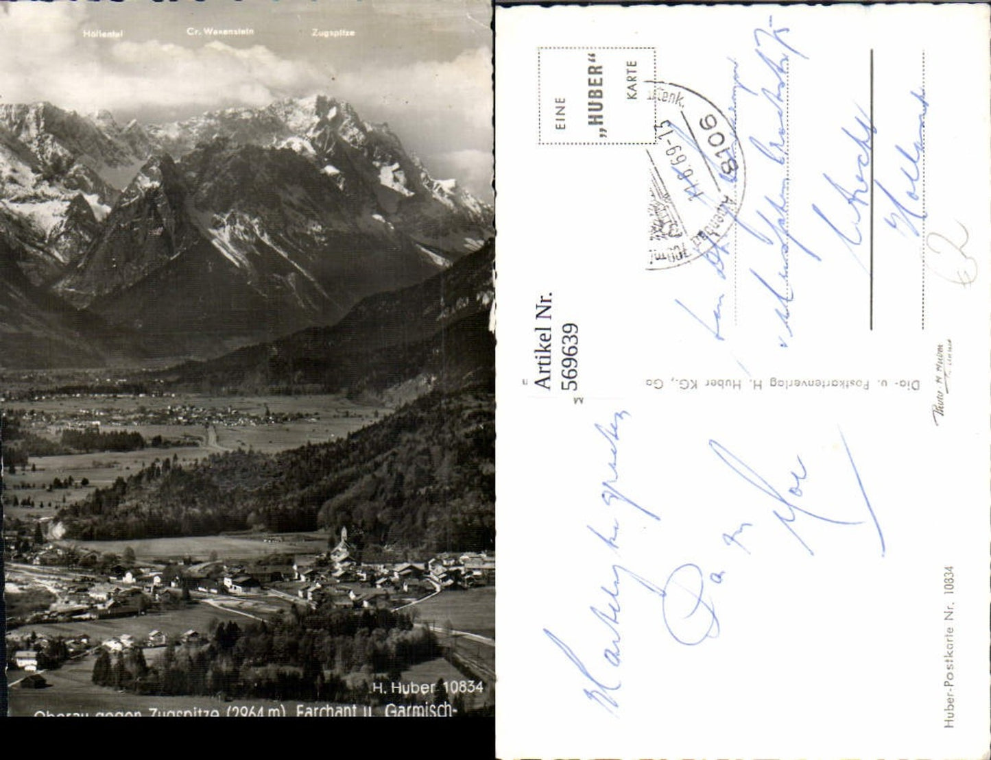 569639,Foto Ak Oberau geg. Zugspitze Farchant u. Garmisch-Partenkirchen