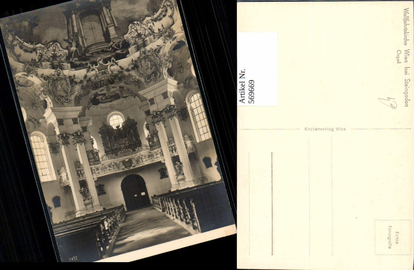 569669, Photo Ak Pilgrimage Church Wies near Steingaden Organ