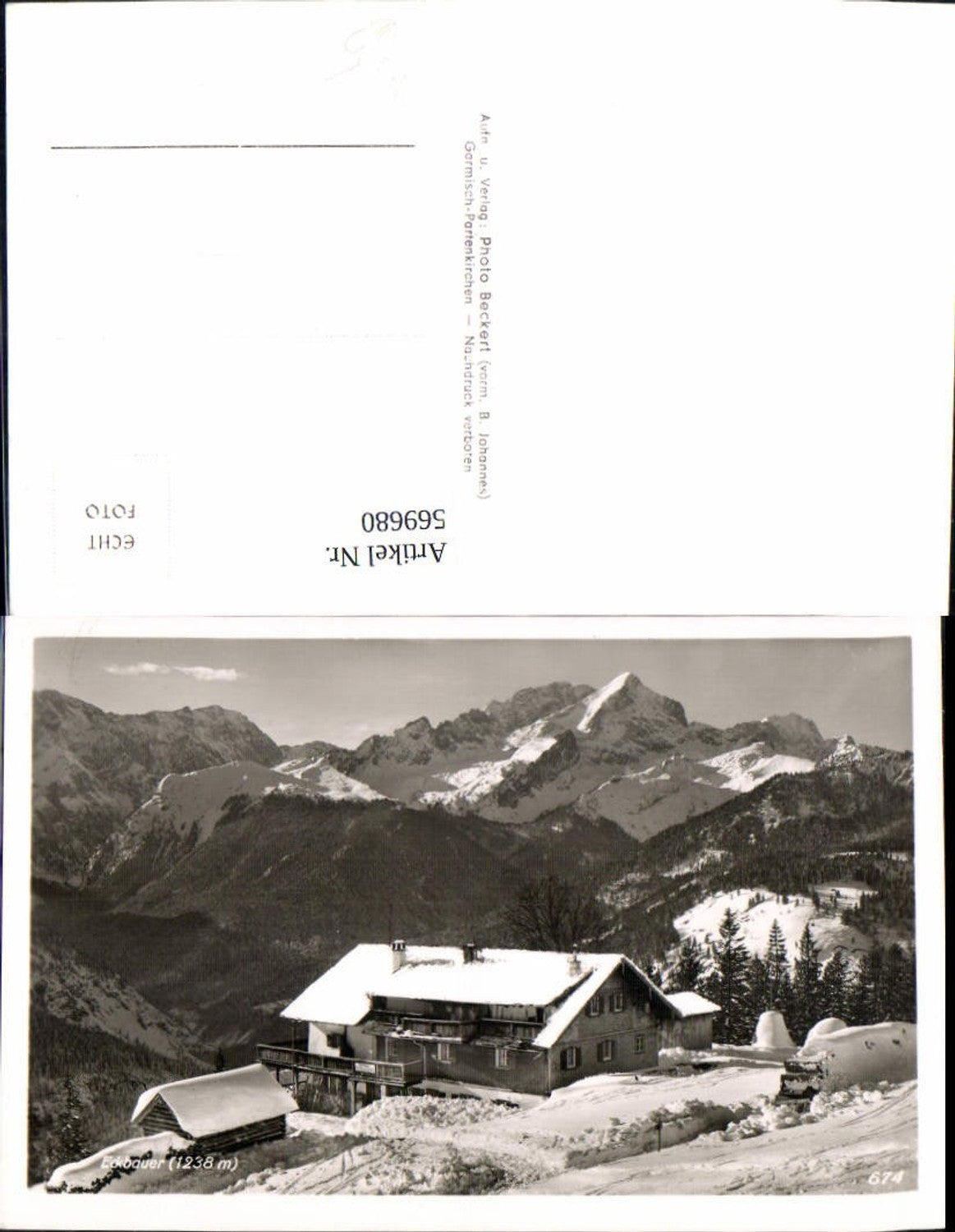 569680,Foto Ak Garmisch-Partenkirchen Berggasthof Eckbauer Winteransicht