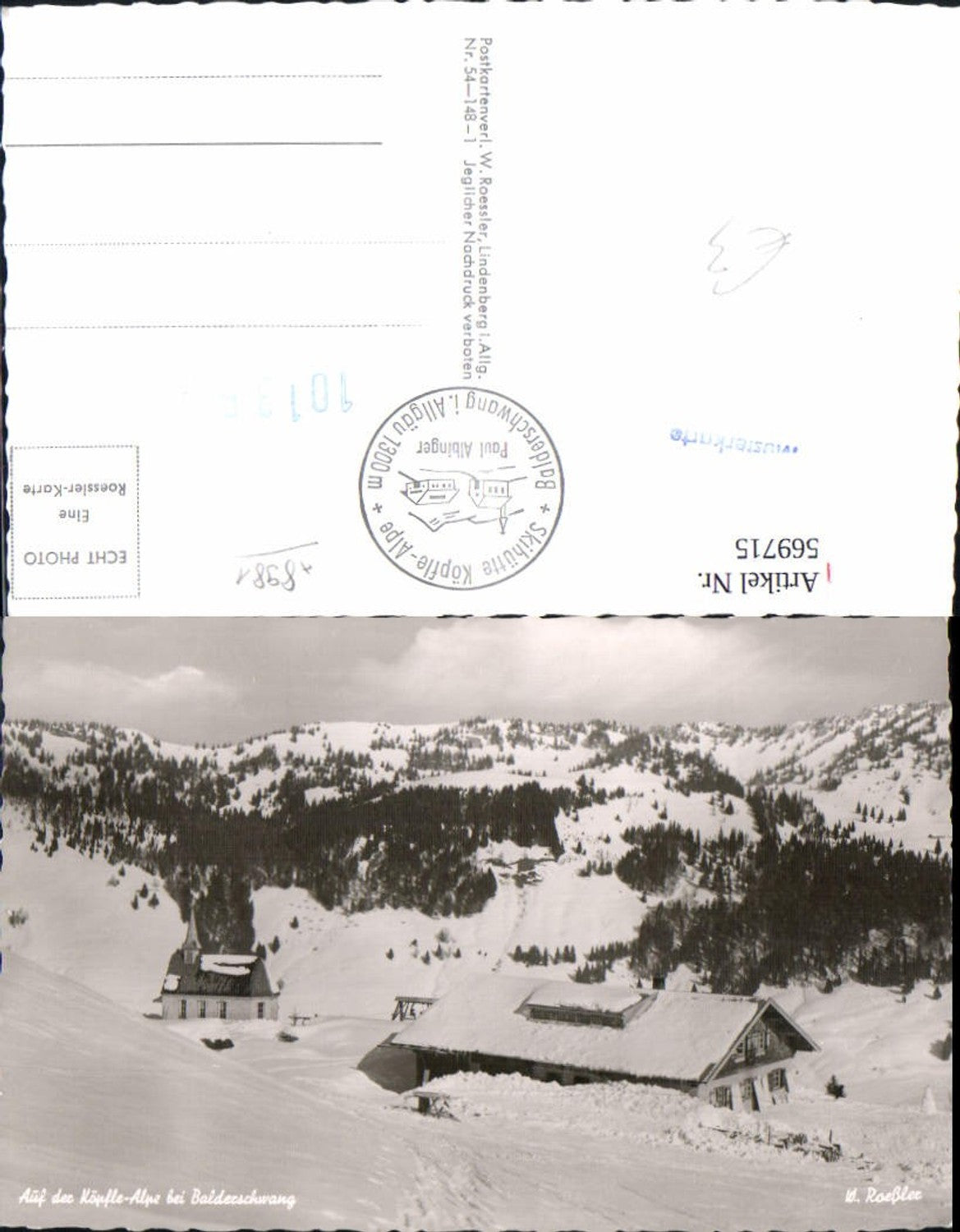 569715,Foto Ak Auf der Köpfle-Alpe Balderschwang Winteransicht