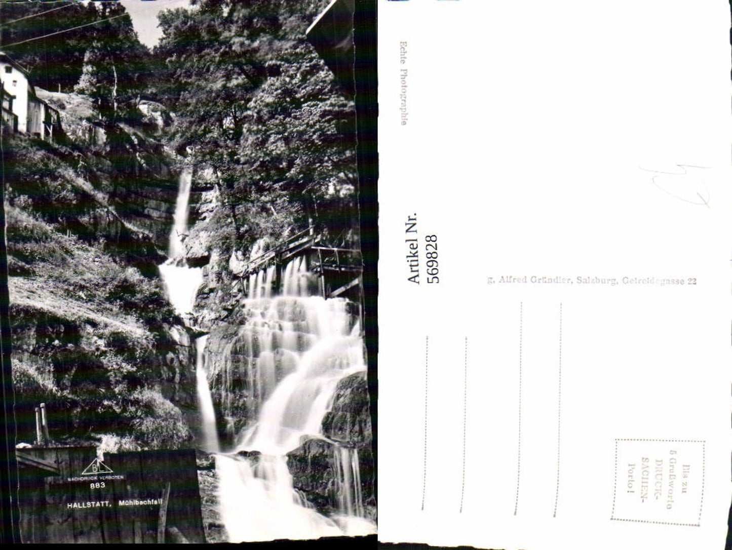 569828,Foto Ak Hallstatt Mühlbachfall Wasserfall