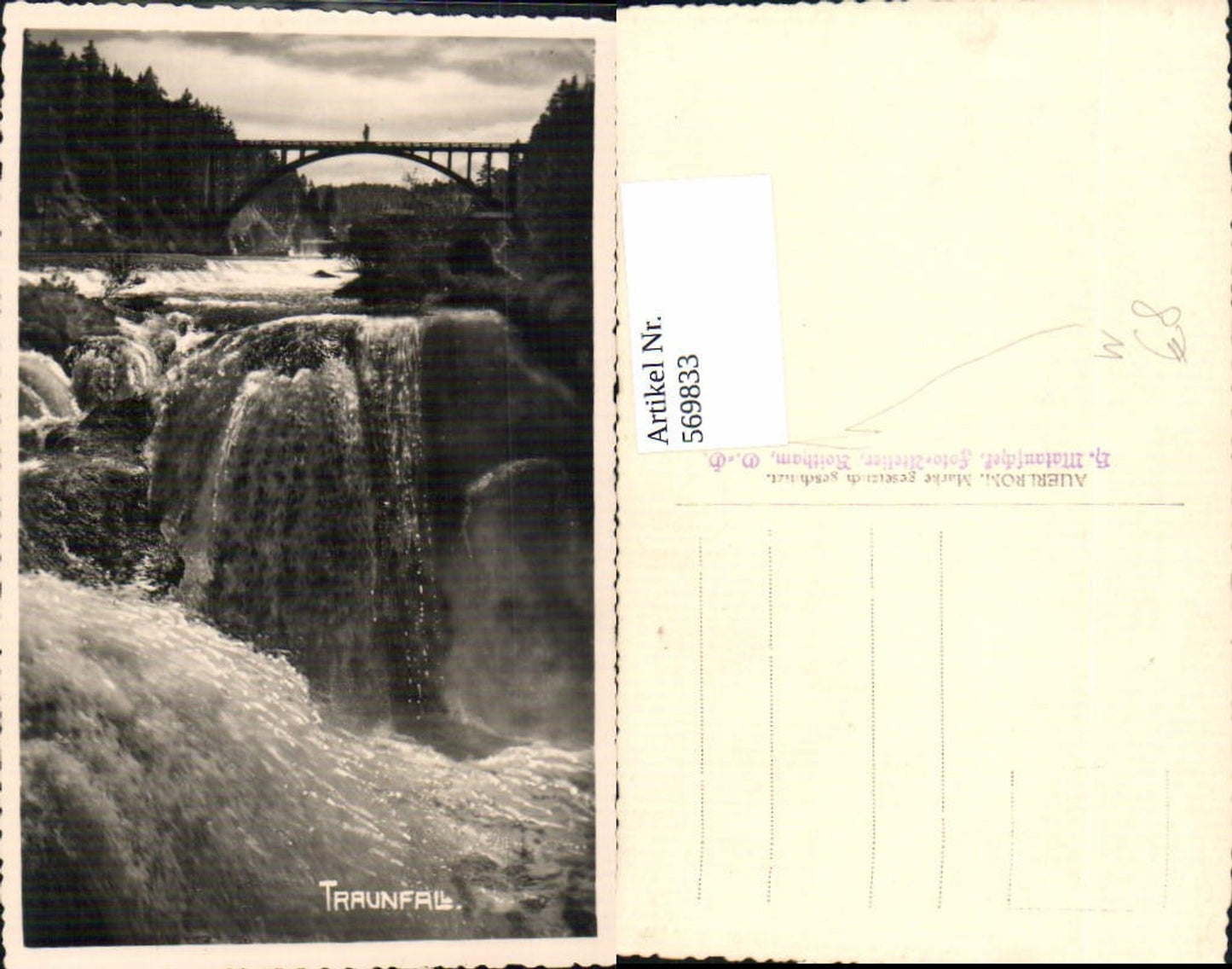 569833,Foto Ak Traunfall Roitham am Traunfall Wasserfall Brücke