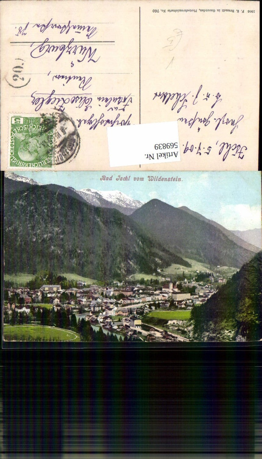 569839,Bad Ischl vom Wildenstein aus pub F. E. Brandt 760