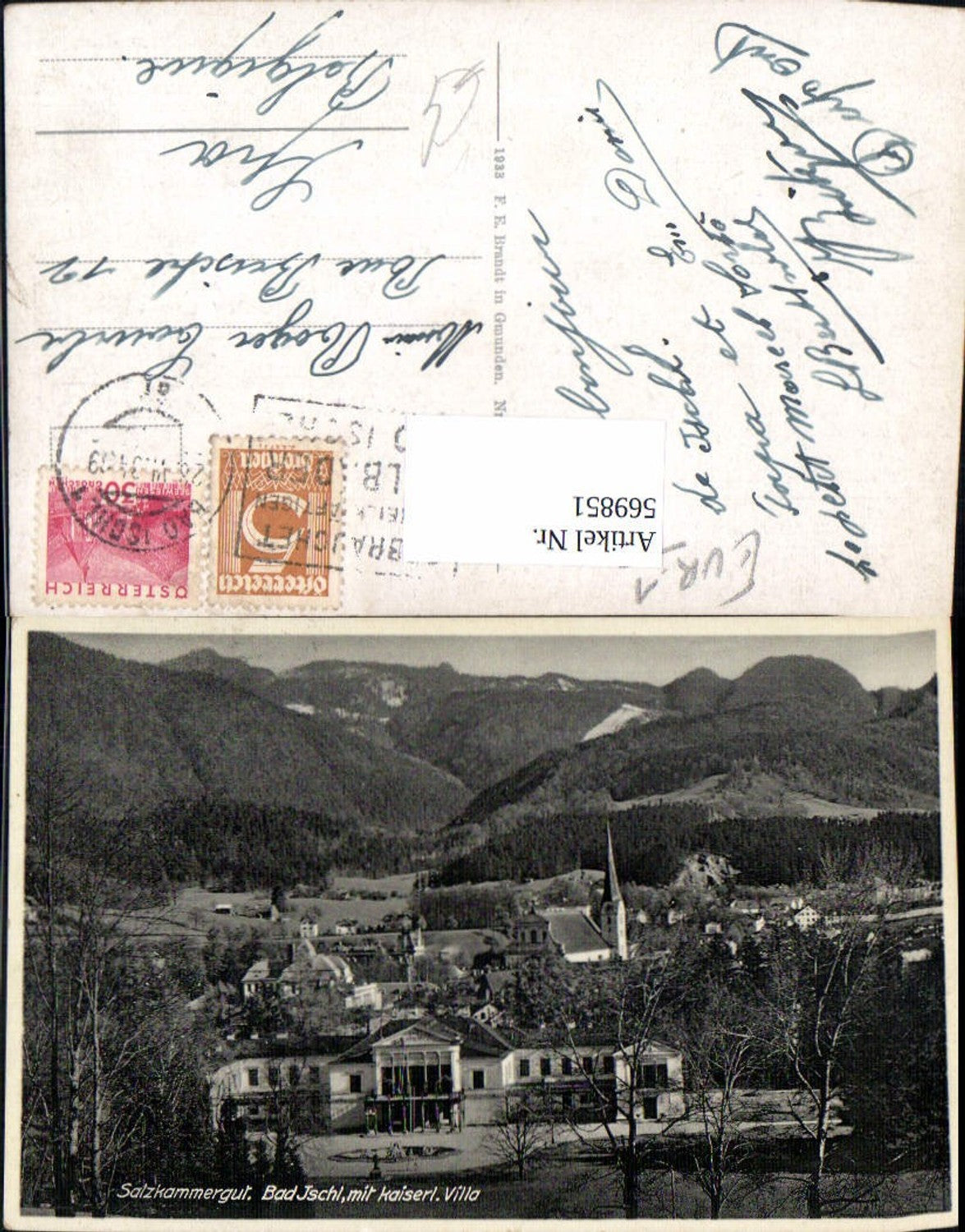 569851,Bad Ischl m. Kaiservilla Salzkammergut pub F. E. Brandt 4562