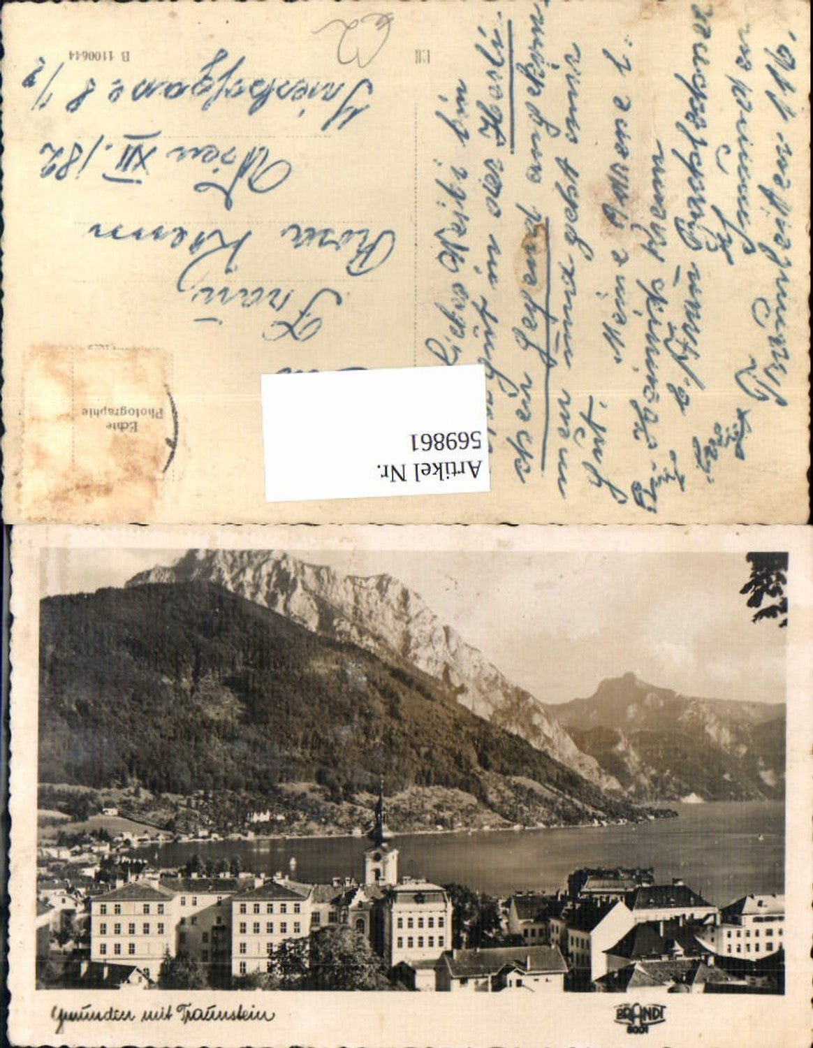 569861,Foto Ak Gmunden m. Traunstein pub F. E. Brandt