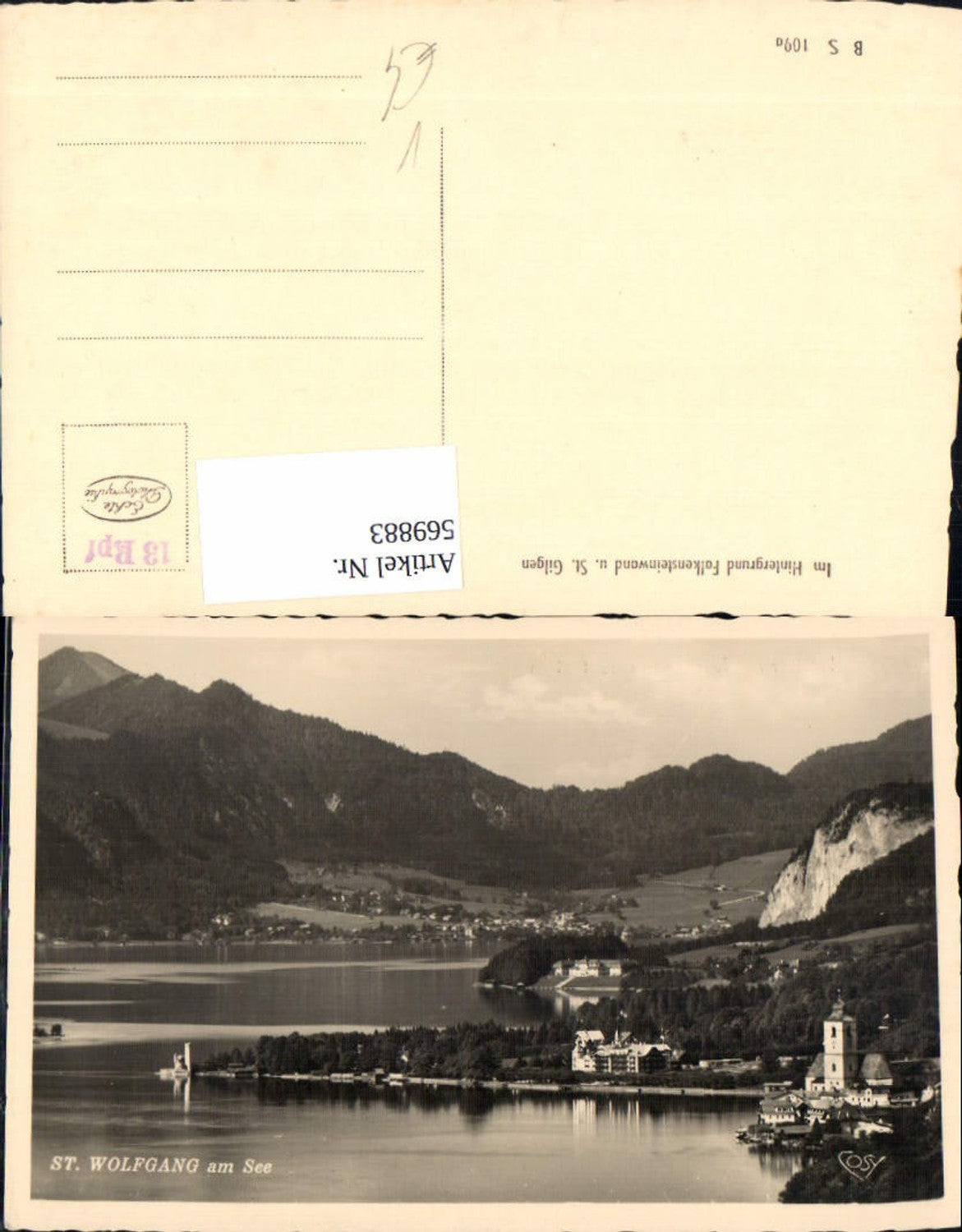 569883,Foto Ak St Wolfgang a. Wolfgangsee m. Falkensteinwand u. St Gilgen pub Cosy BS 109a