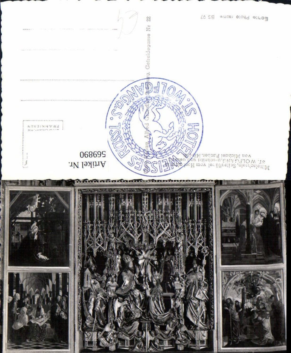 569890,Foto Ak St Wolfgang a. Wolfgangsee Kirche Mittelschrein Seitenflügel v. Hochaltar Altar