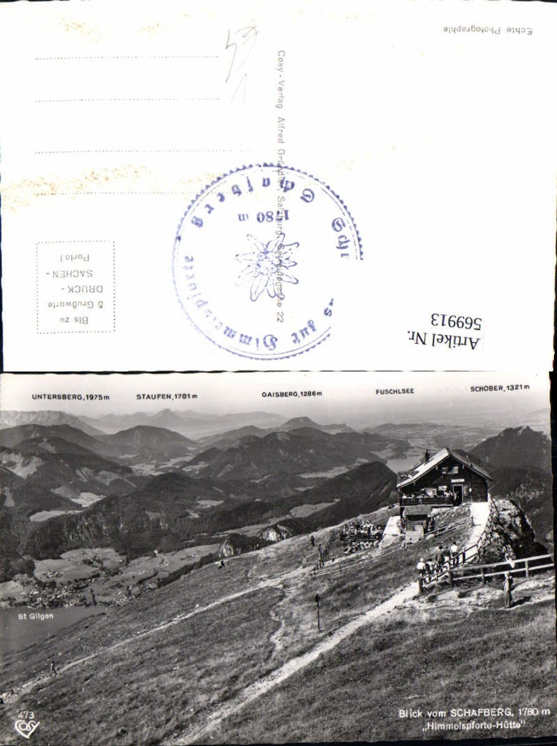569913,Blick v. Schafberg Himmelspforte-Hütte St Wolfgang a. Wolfgangsee Lagekarte pub Cosy 473