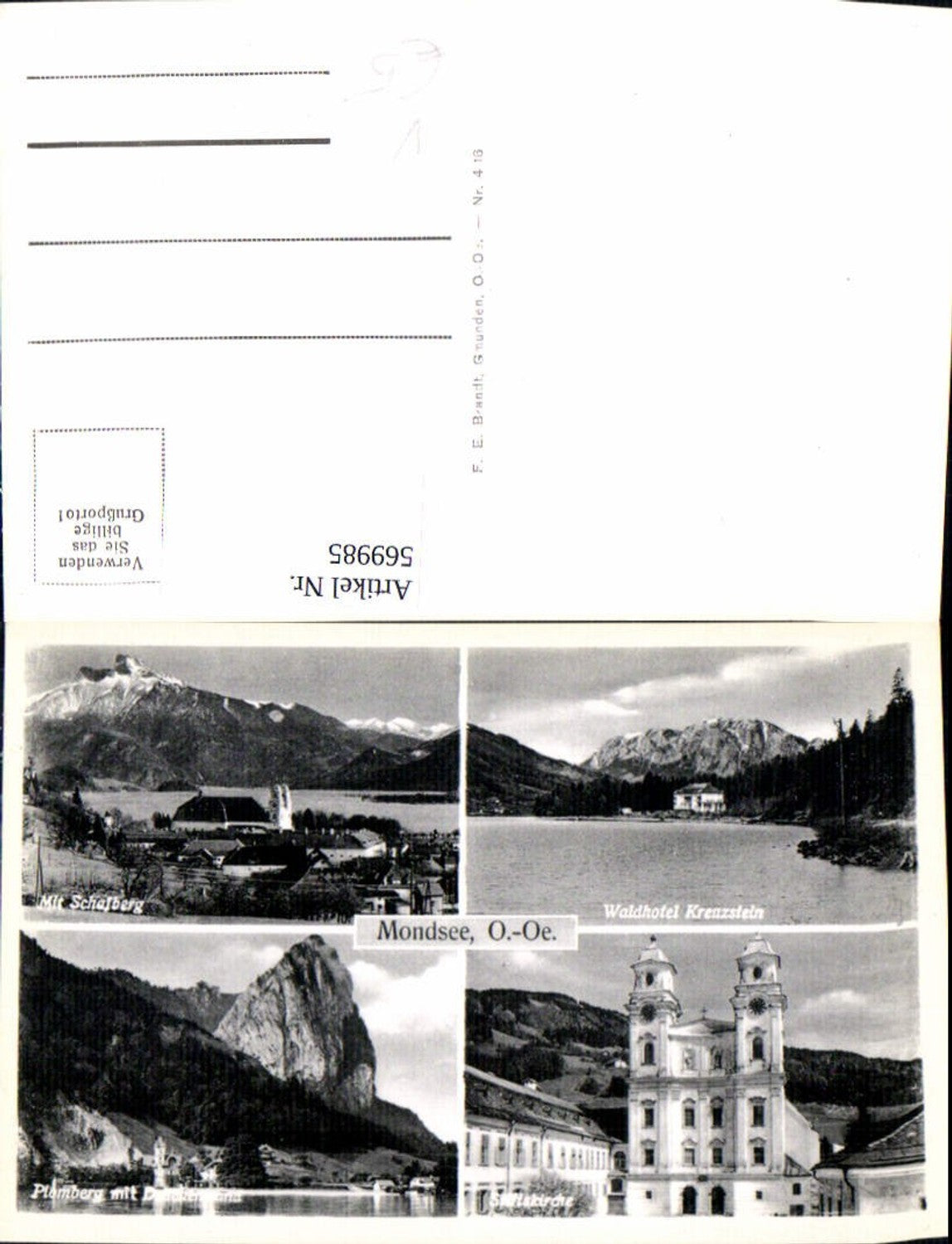 569985,Mehrbild Ak Mondsee Waldhotel Kreuzstein Stiftskirche pub F. E. Brandt 416