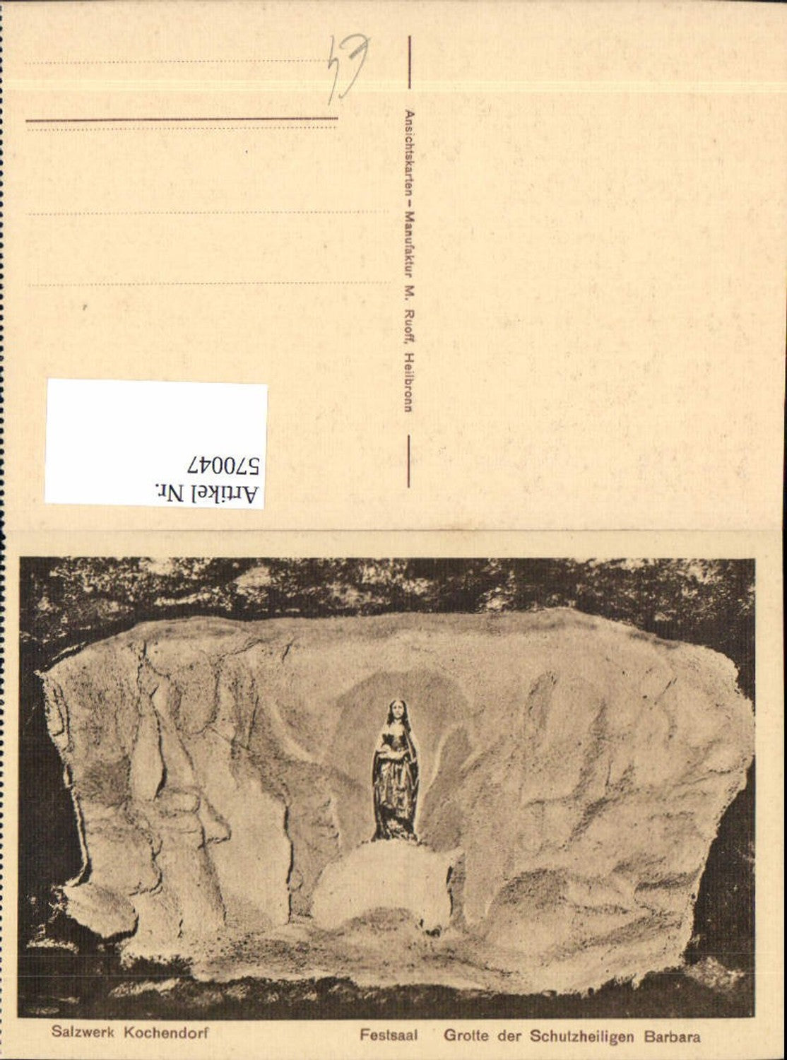 570047,Steinsalzwerk Kochendorf Bergwerk Bad Friedrichshall Festsaal Grotte Hl. Barbara