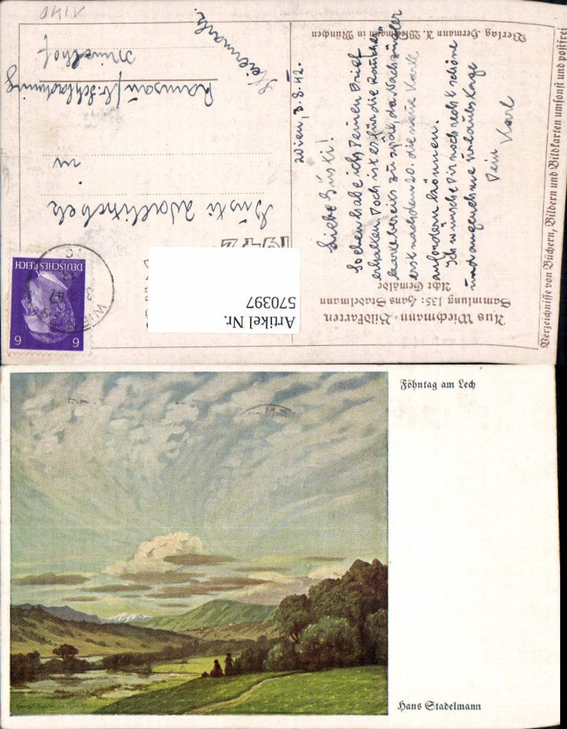 570397,Künstler AK Hans Stadelmann Föhntag am Lech Füssen