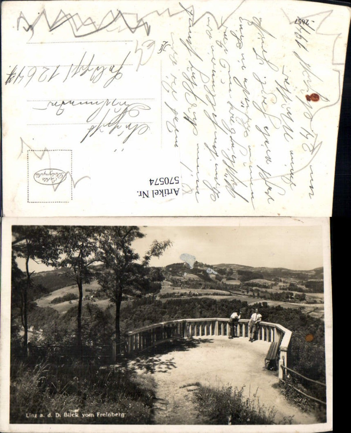 570574,Foto Ak Linz a. d. Donau Blick v. Freinberg