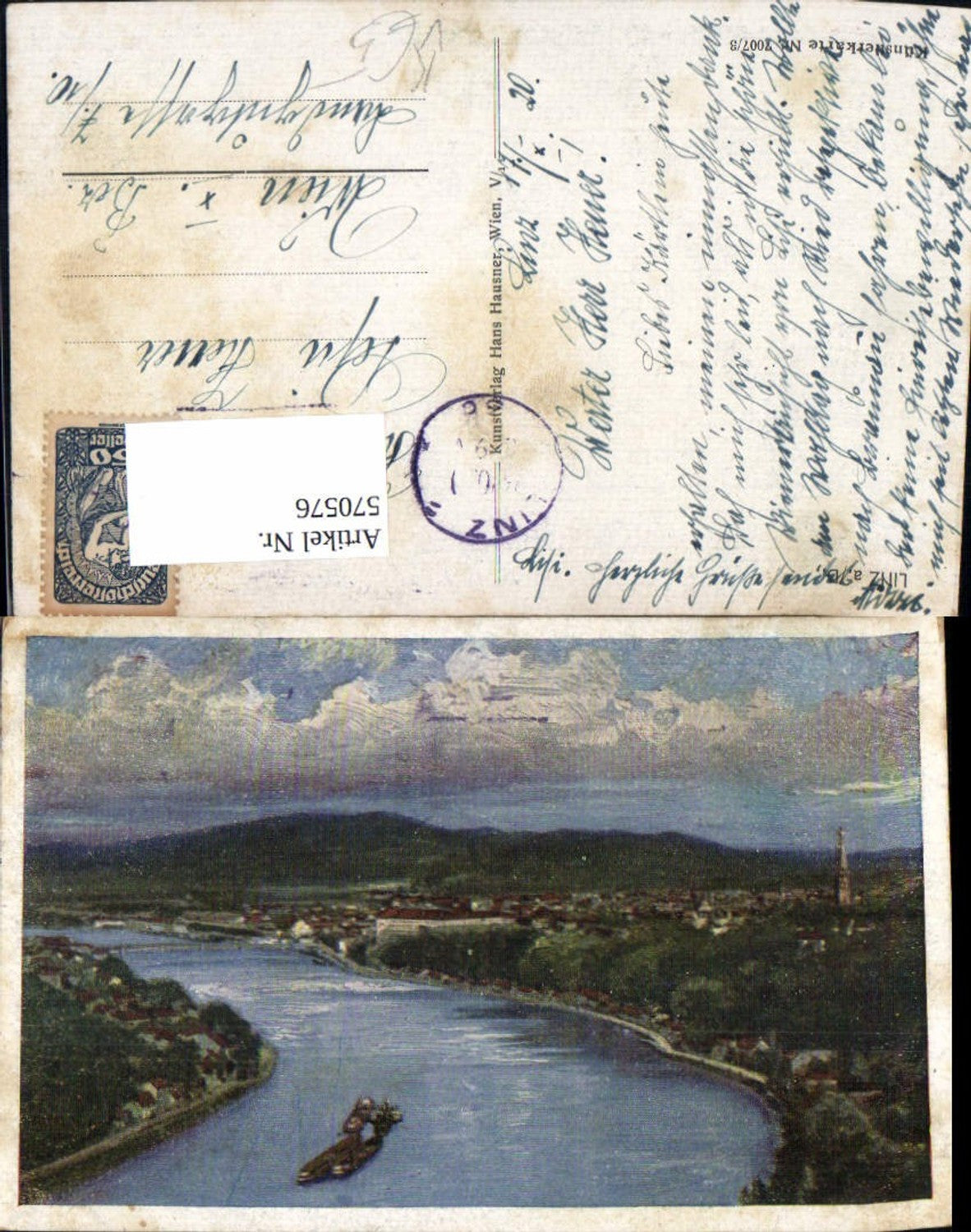 570576,Künstler Ak Linz a. d. Donau pub Hans Hausner 7007/3