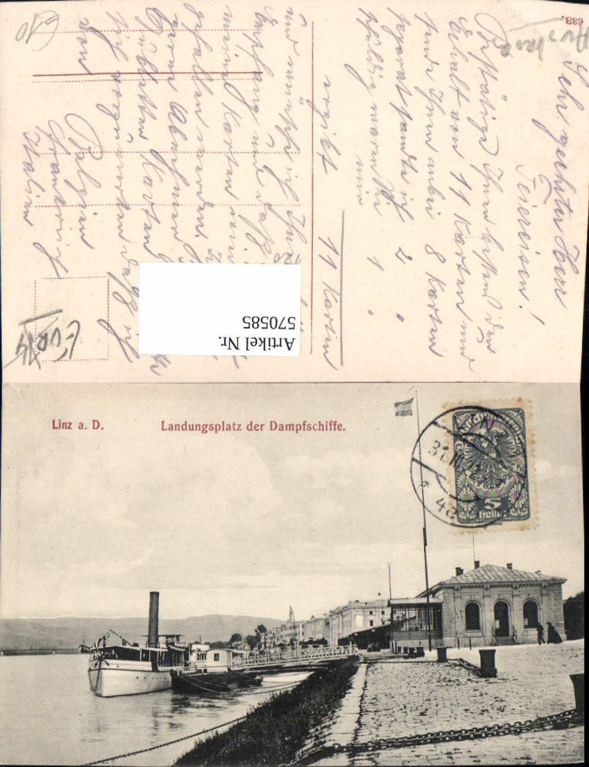 570585,Linz a. d. Donau Landungsplatz d. Dampfschiffe Anleger