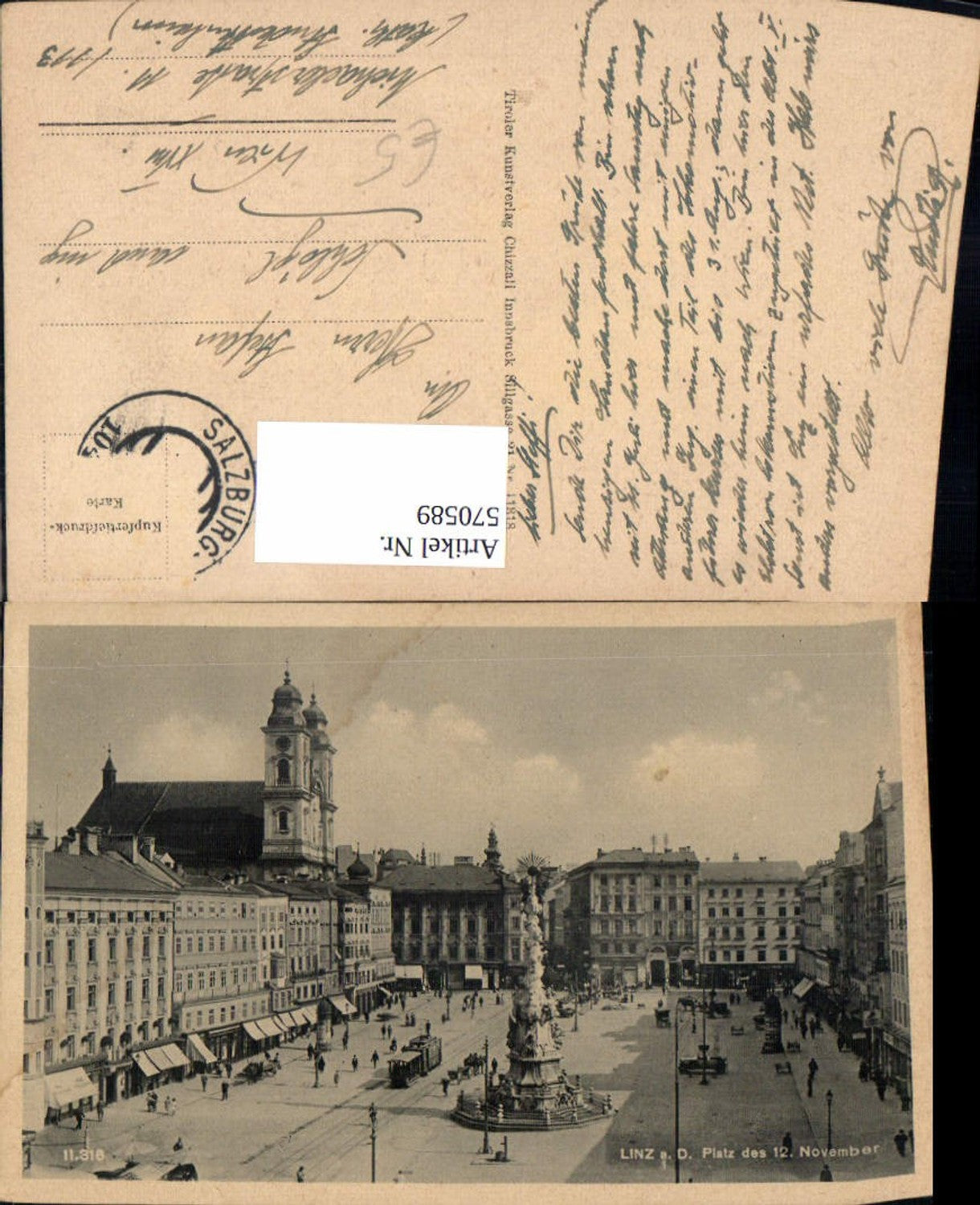 570589,Linz a. d. Donau Platz d. 12. Novemberg Hauptplatz Straßenbahn
