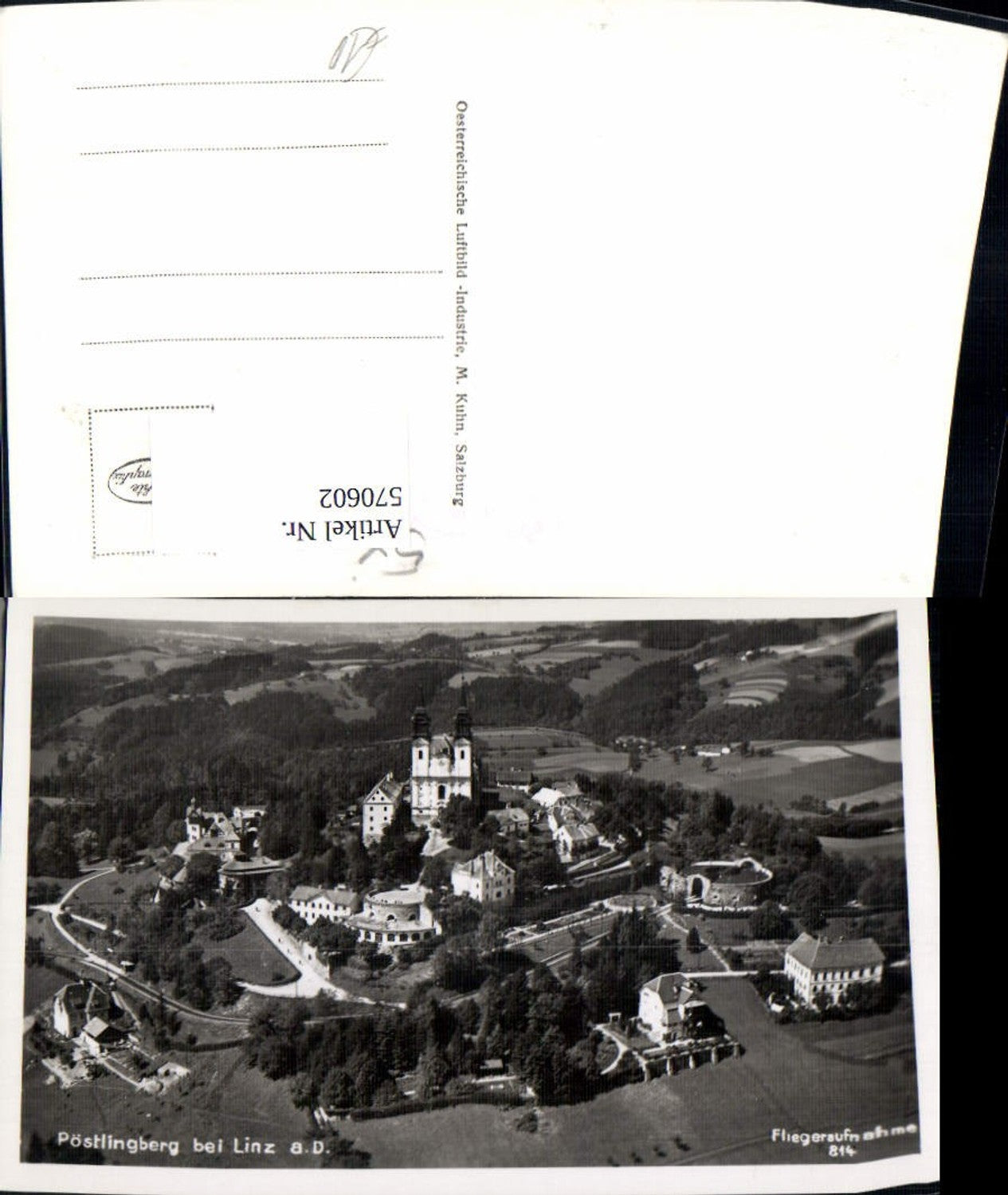 570602,Foto Ak Fliegeraufnahme Linz a. d. Donau Pöstlingberg
