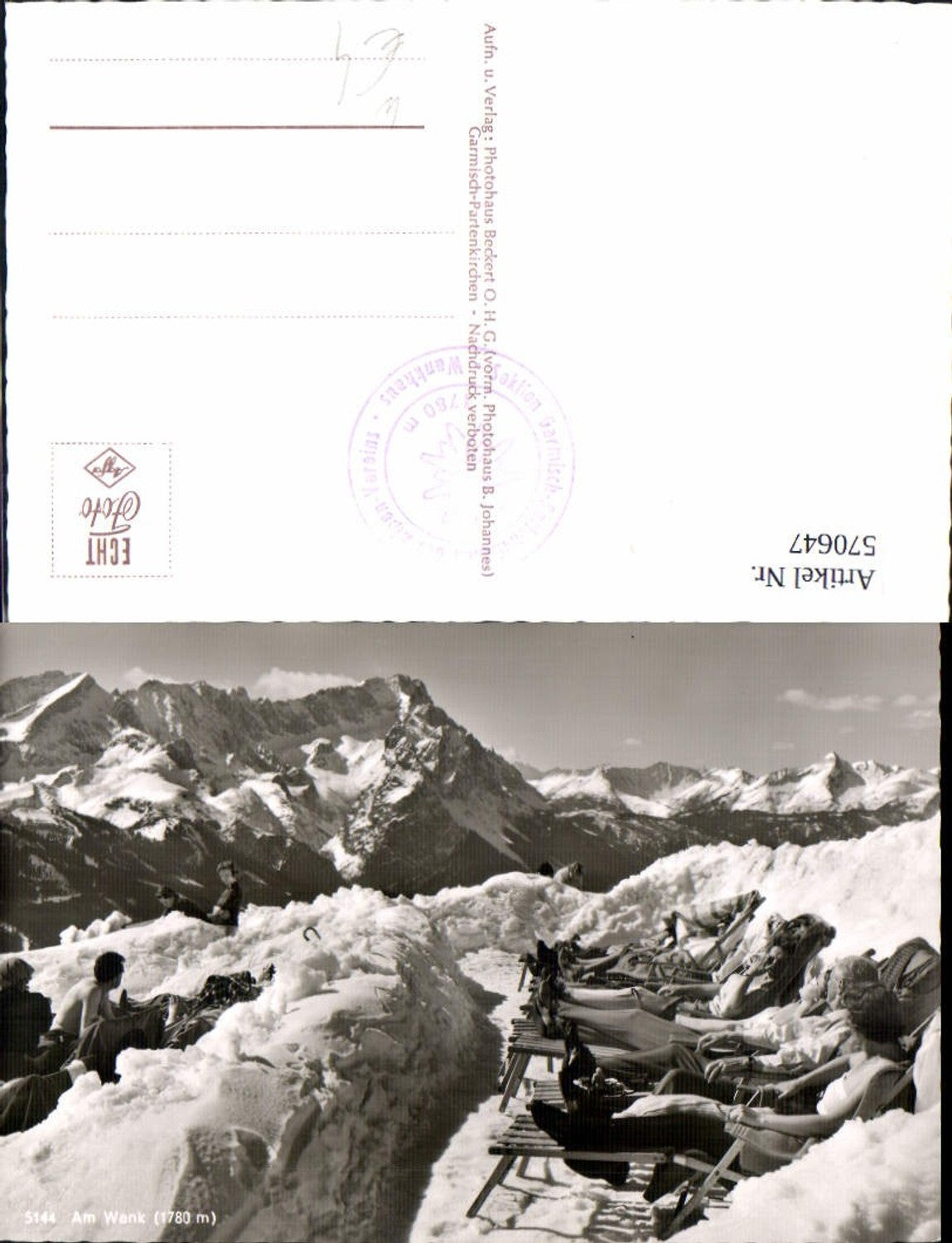 570647,Foto Ak Am Wank b. Garmisch-Partenkirchen Sonnenterrasse Winteransicht