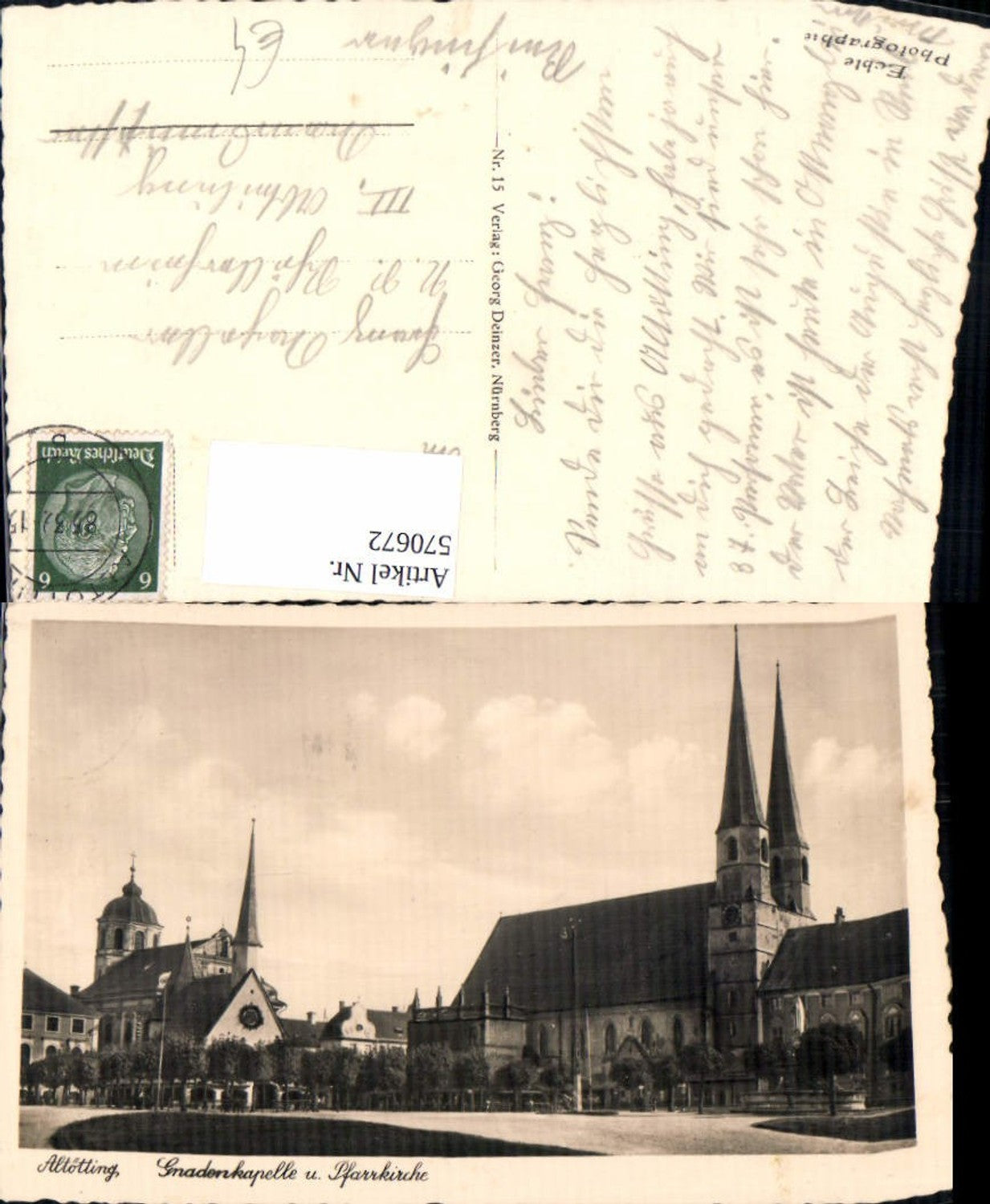 570672,Foto Ak Altötting Gnadenkapelle u. Pfarrkirche