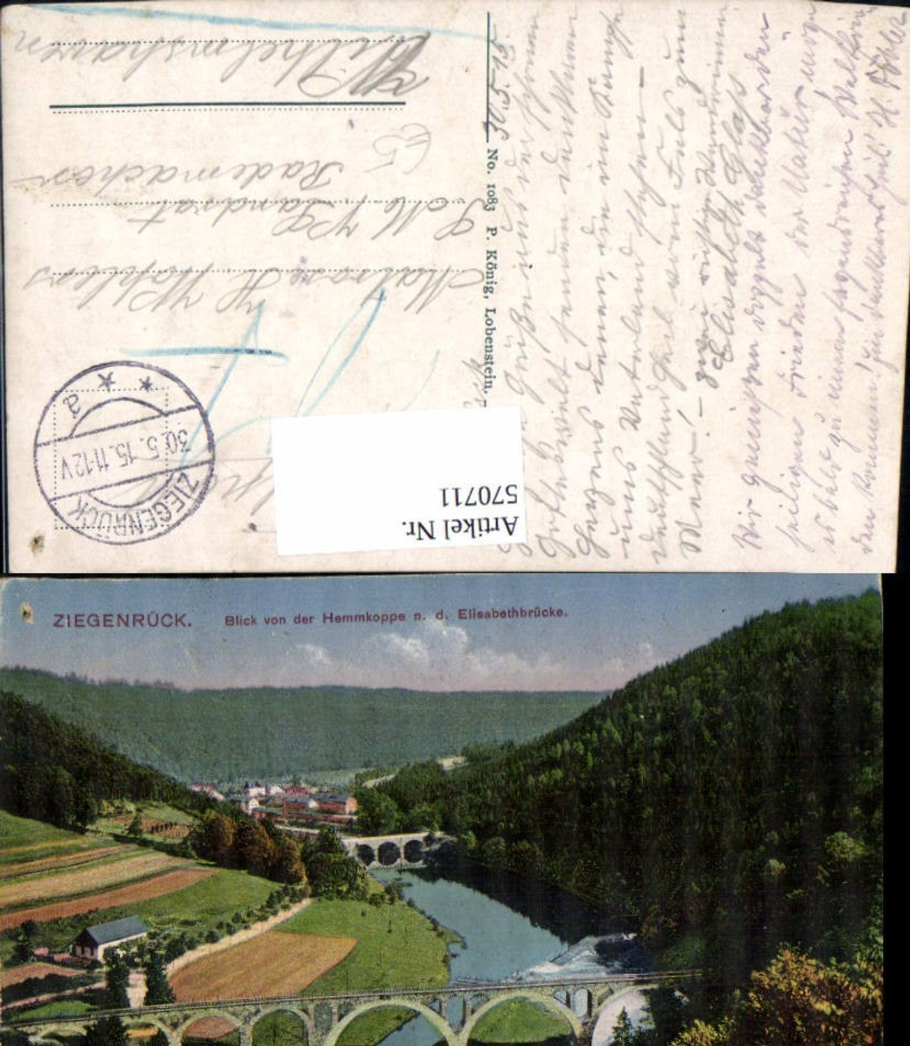570711, Ziegenrück view from Hemmkoppe and Elisabeth Bridge