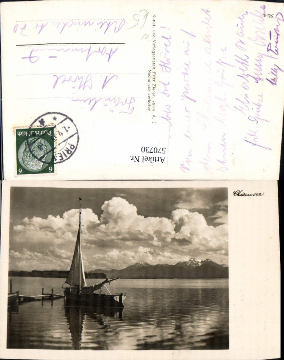570730,Chiemsee Ansicht Segelboot Segeln b. Prien a. Chiemsee