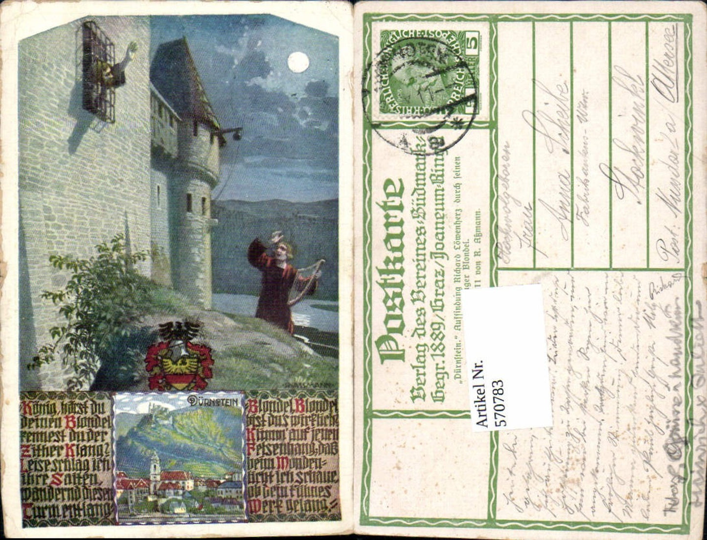 570783,Künstler AK R. Assmann Dürnstein Richard Löwenherz pub Verein Südmark 111