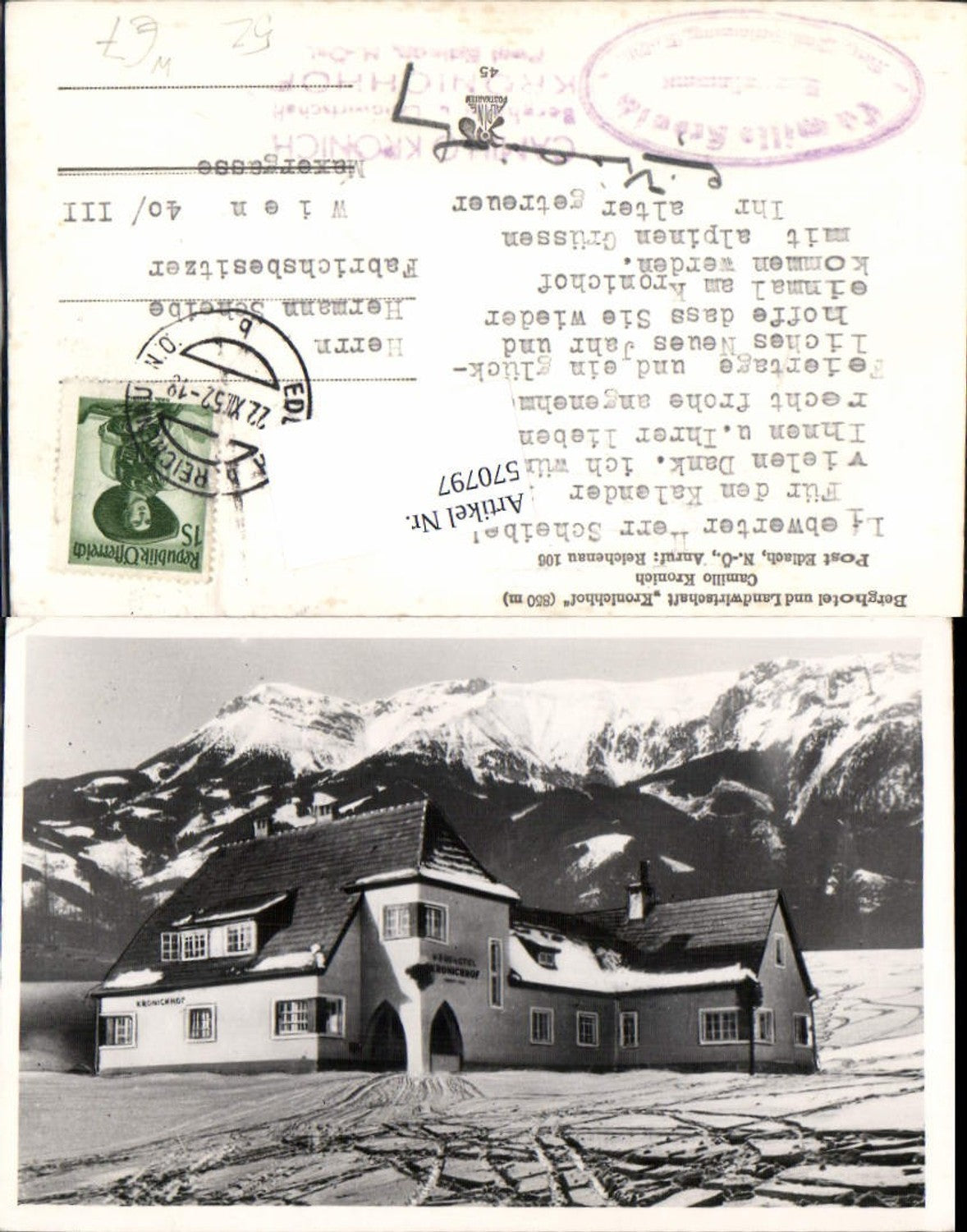 570797,Edlach bei Reichenau an der Rax Berghotel Kronichhof