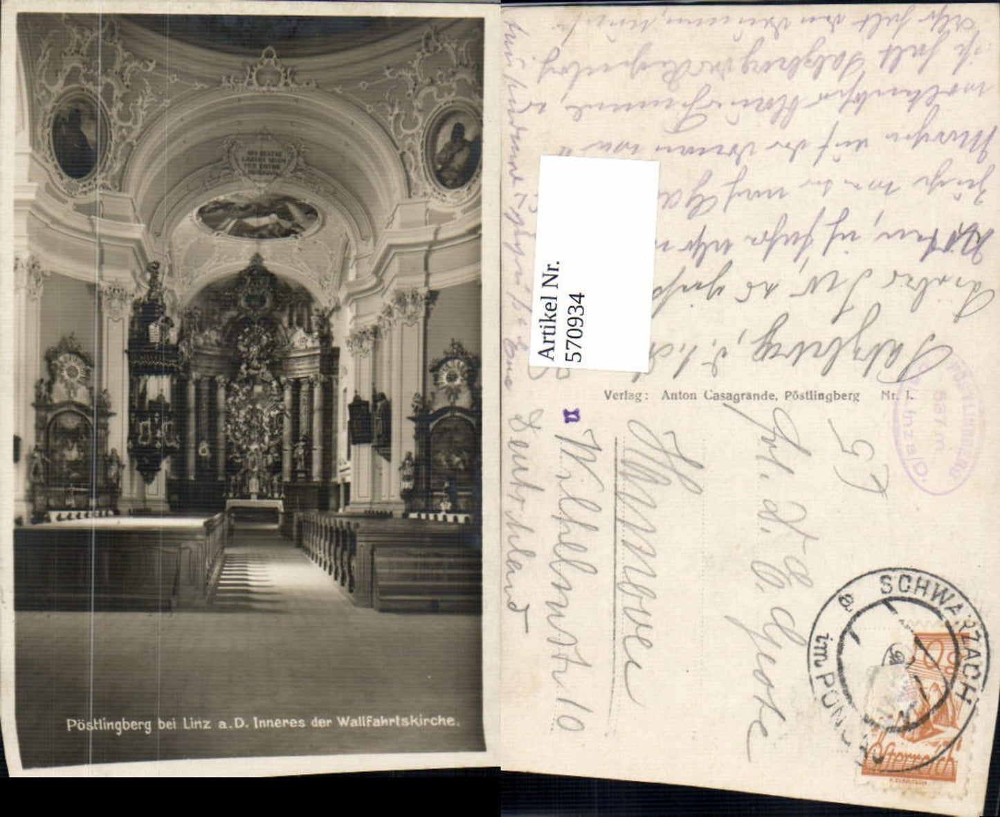 570934,Linz a. d. Donau Pöstlingberg Kirche Inneres Altar