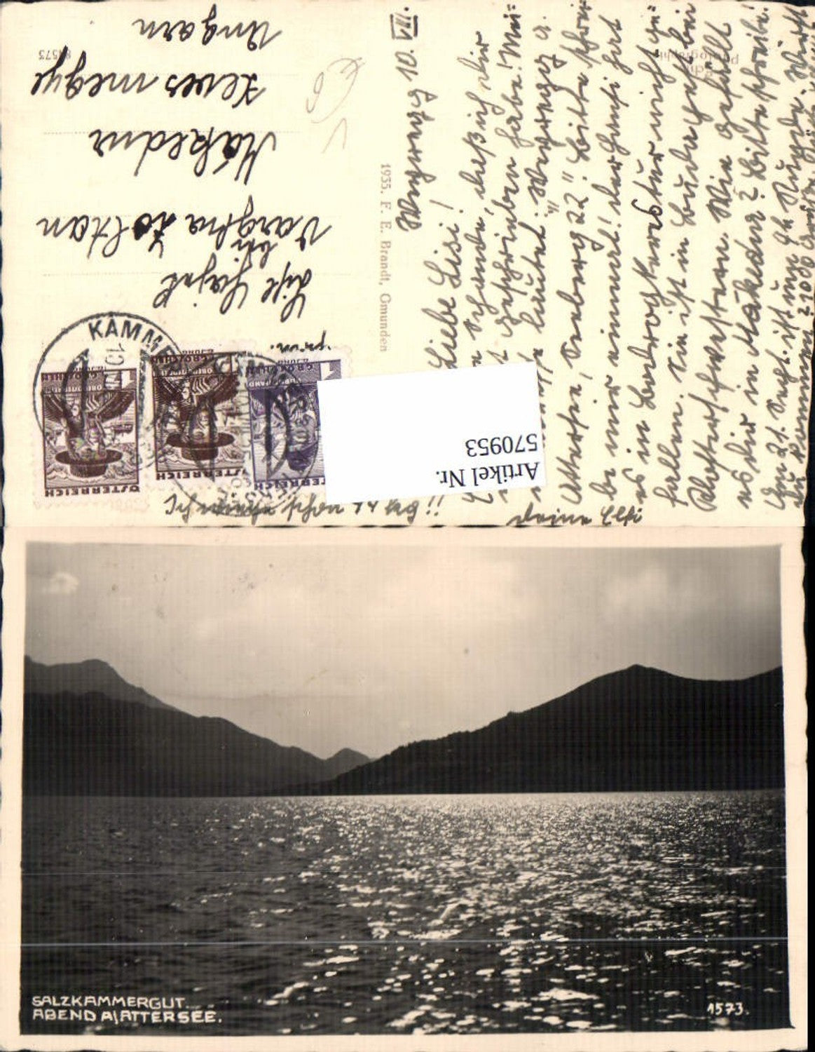 570953,Abend a. Attersee Salzkammergut pub F. E. Brandt 1573
