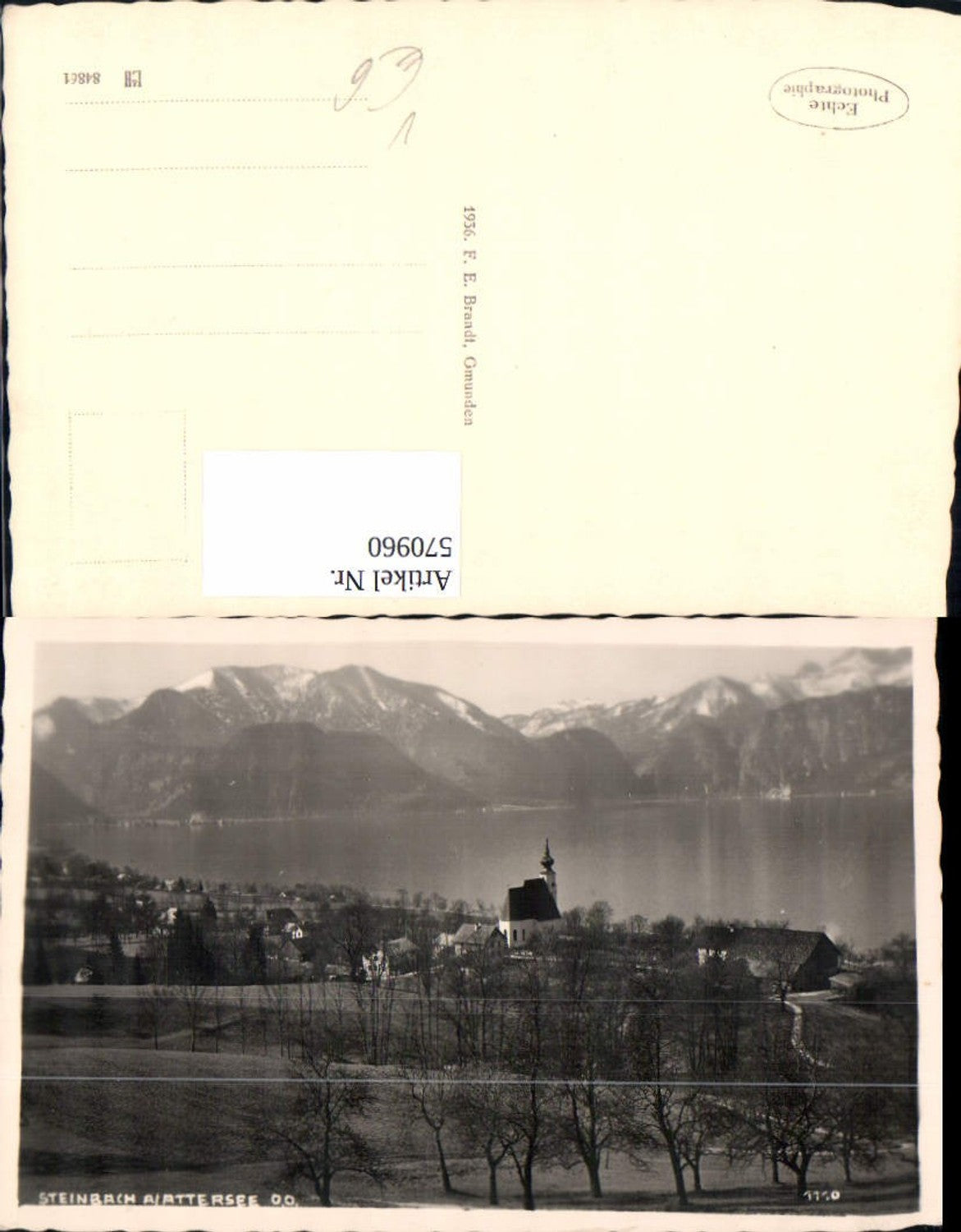 570960,Foto Ak Steinbach a. Attersee pub F. E. Brandt 1110