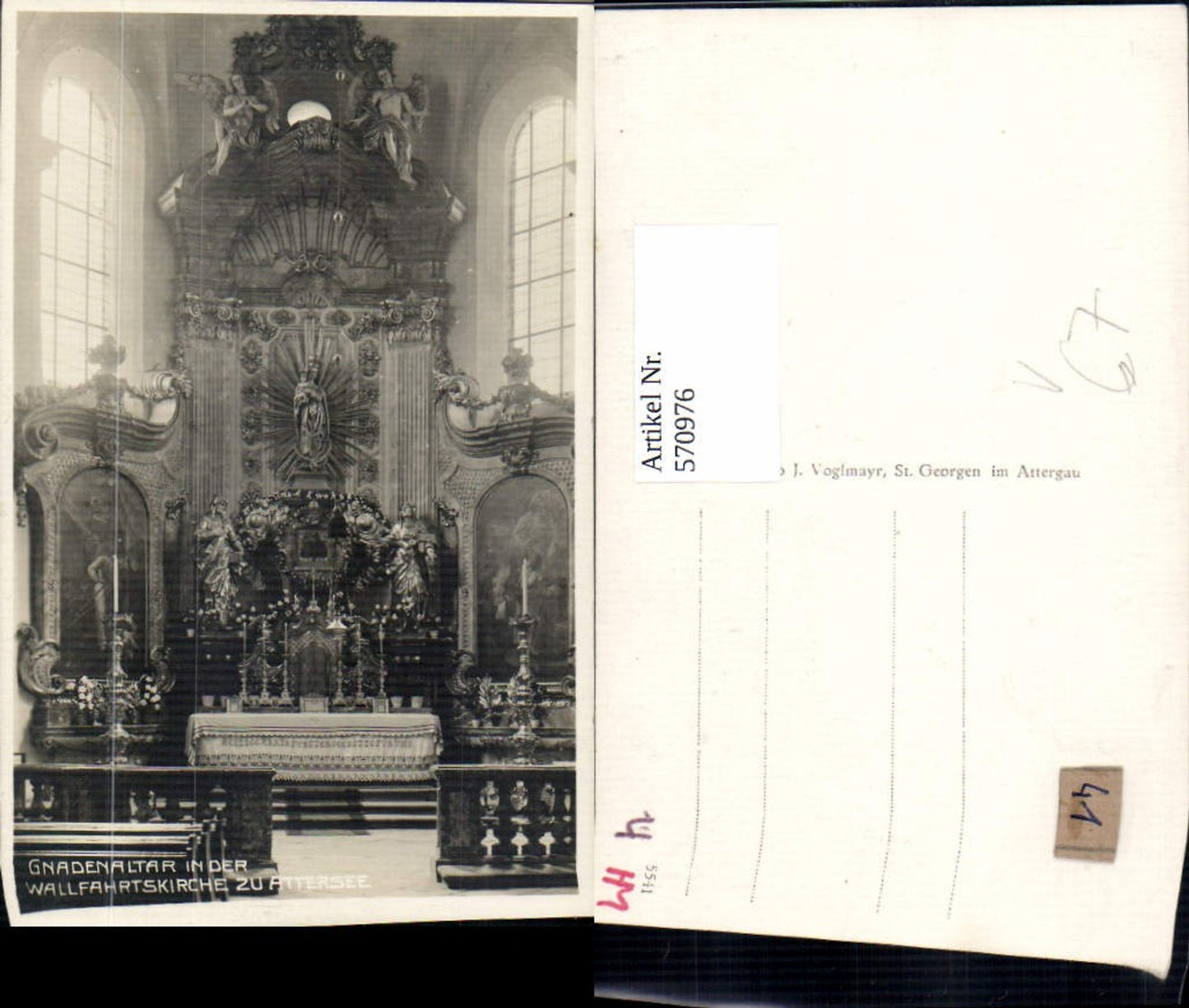 570976,Foto Ak Gnadenaltar in d. Wallfahrtskirche Attersee am Attersee pub Josef Vogelmayr