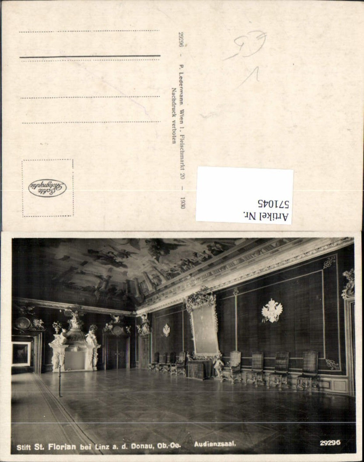 571045,Foto Ak St Florian Stift Audienzsaal pub P. Ledermann 29296