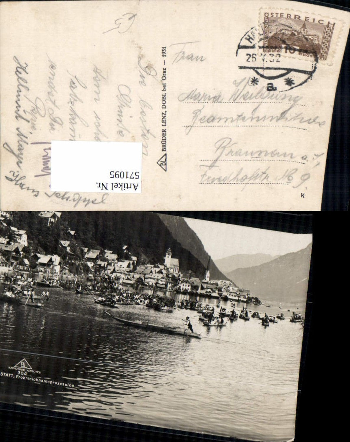 571095,Hallstatt Fronleichnamsprozession Zillen Boote Tracht