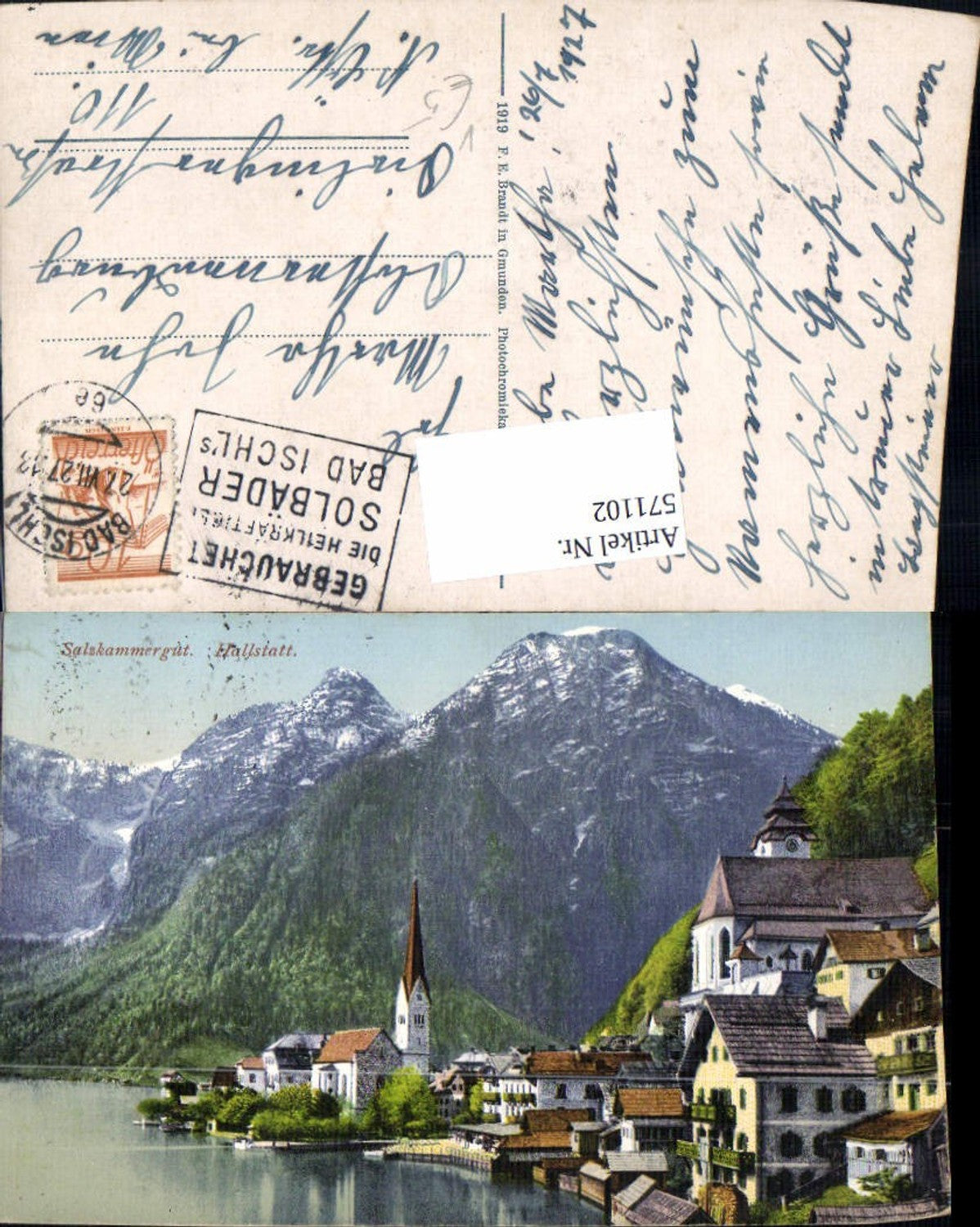 571102,Hallstatt Salzkammergut pub F. E. Brandt 285